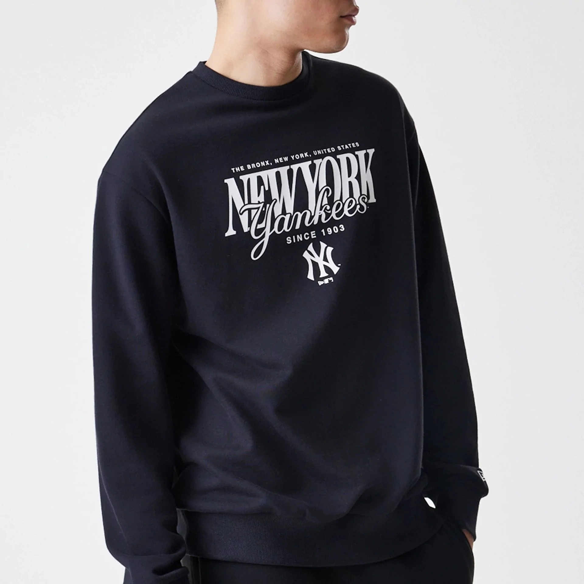 New York Yankees MLB Script Black Crew Neck Sweater - Image 3
