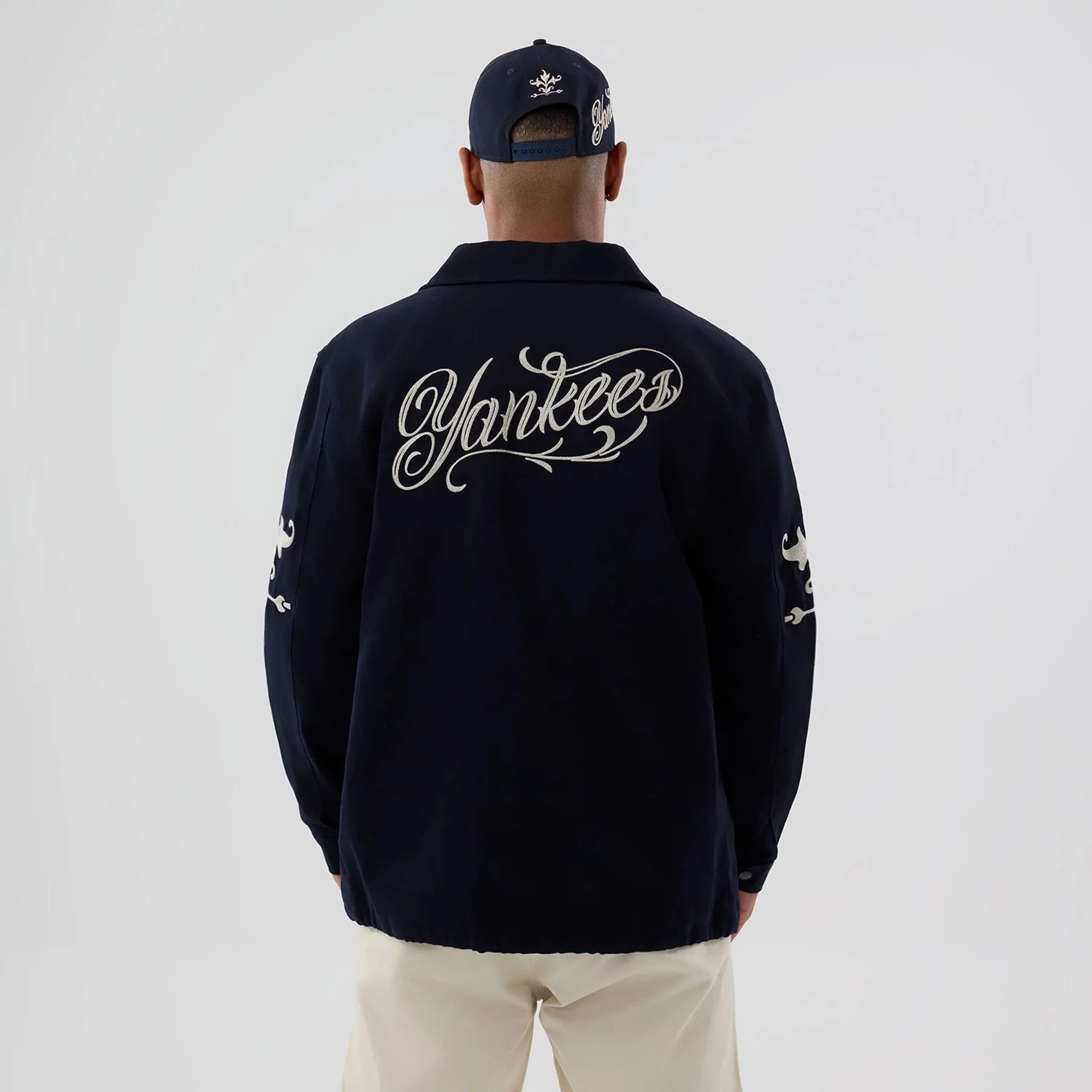 New York Yankees MLB Script Navy Coach Jacket - Image 2