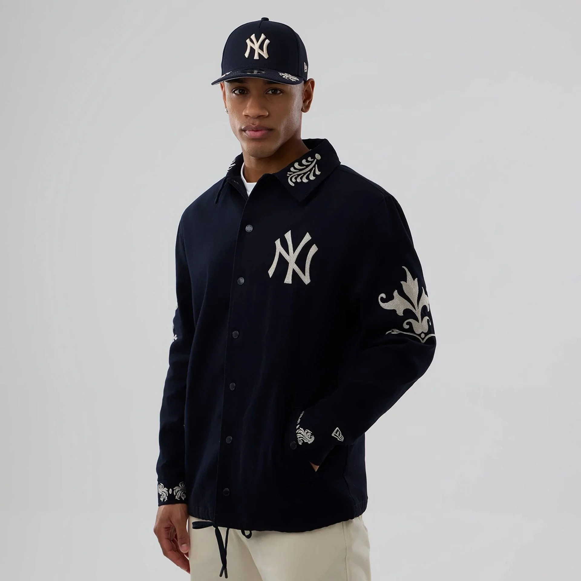 New York Yankees MLB Script Navy Coach Jacket - Image 7