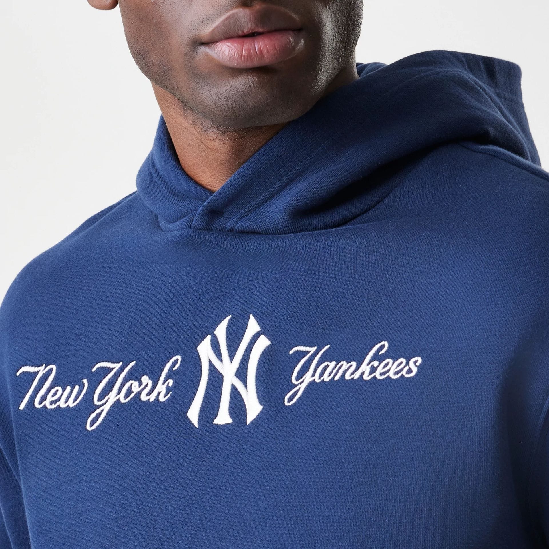 New York Yankees MLB Script Navy Oversized Pullover Hoodie - Image 6