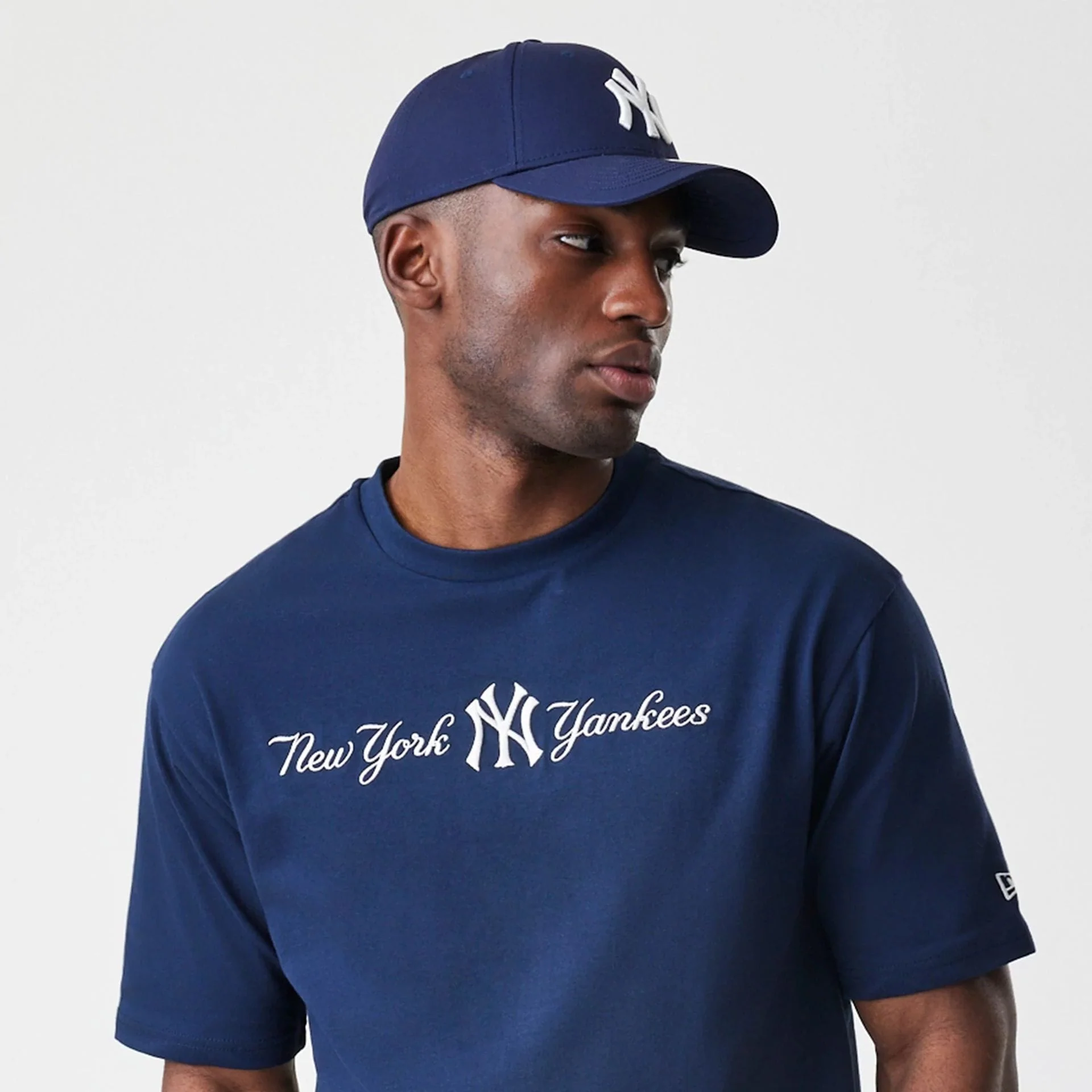New York Yankees MLB Script Navy Oversized T-Shirt - Image 6