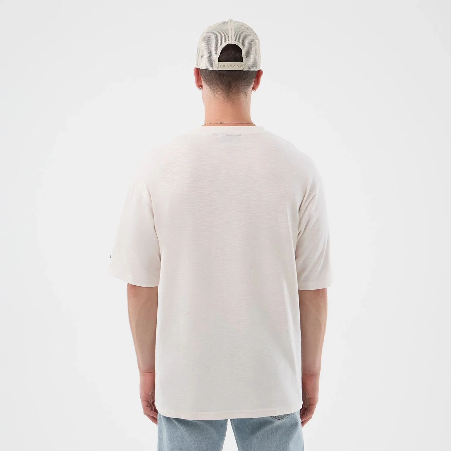 New York Yankees MLB Slub Open White Oversized T-Shirt - Image 2