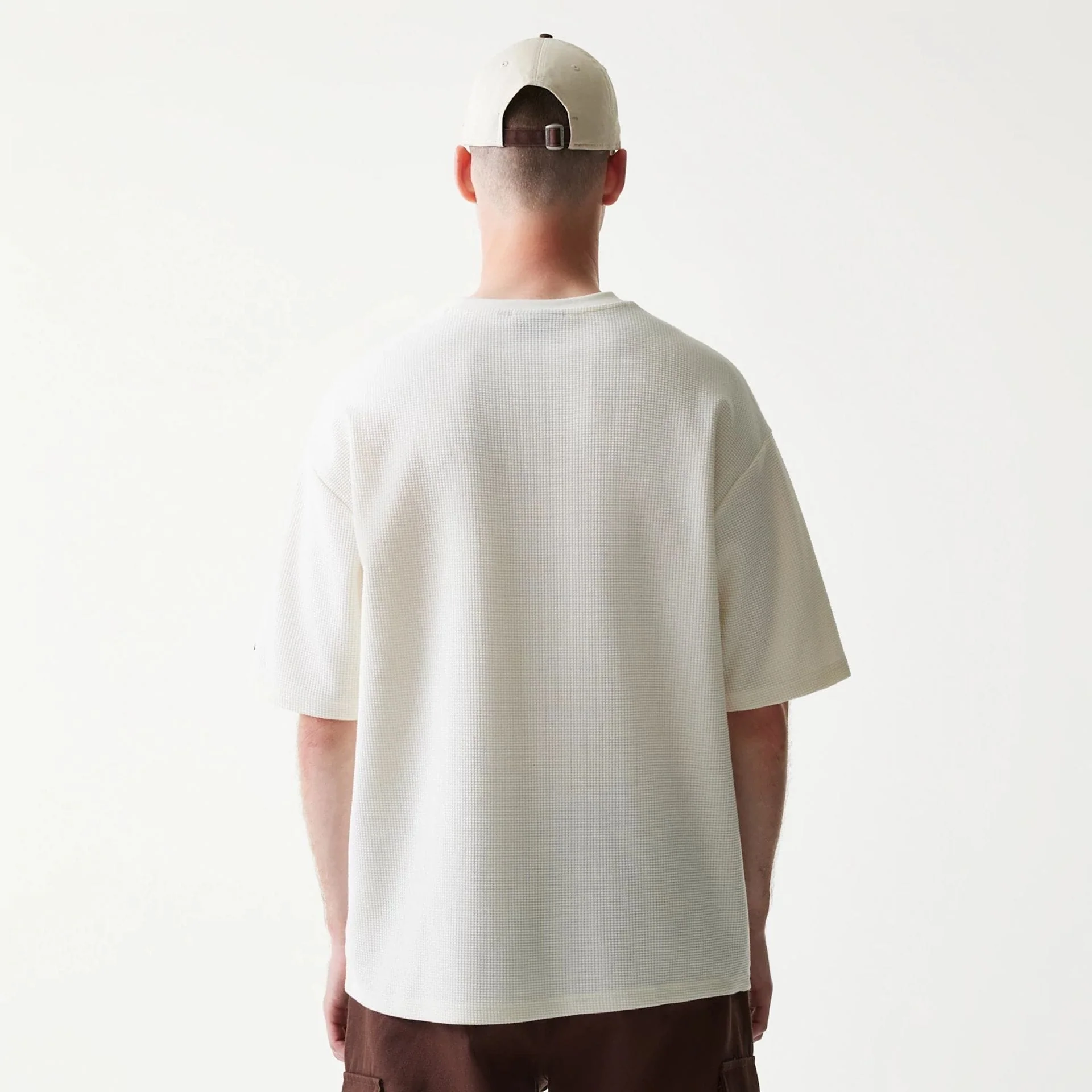 New York Yankees MLB Waffle Open White Oversized T-Shirt - Image 2