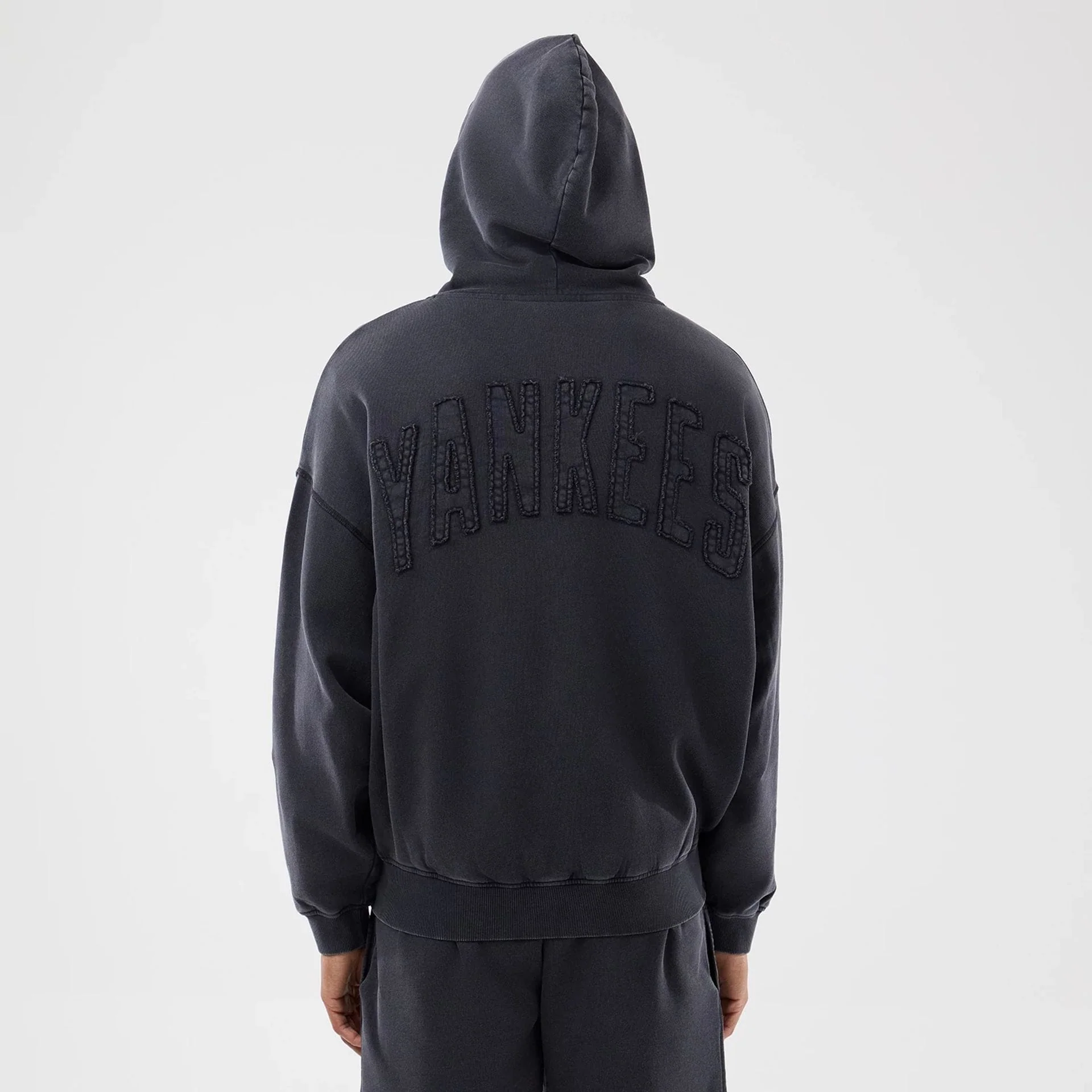 New York Yankees MLB Washed Black Full Zip Hoodie - Image 2