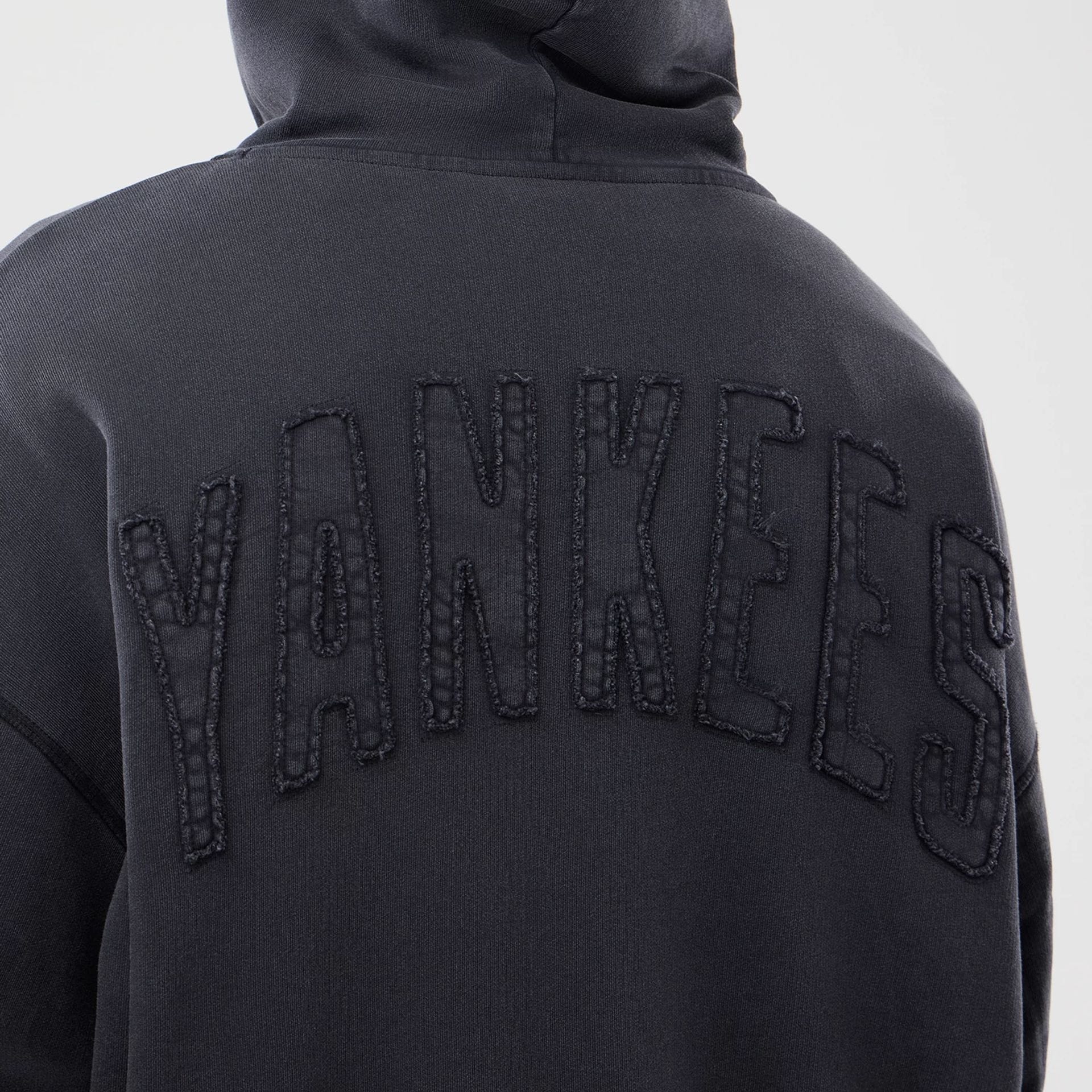 New York Yankees MLB Washed Black Full Zip Hoodie - Image 7