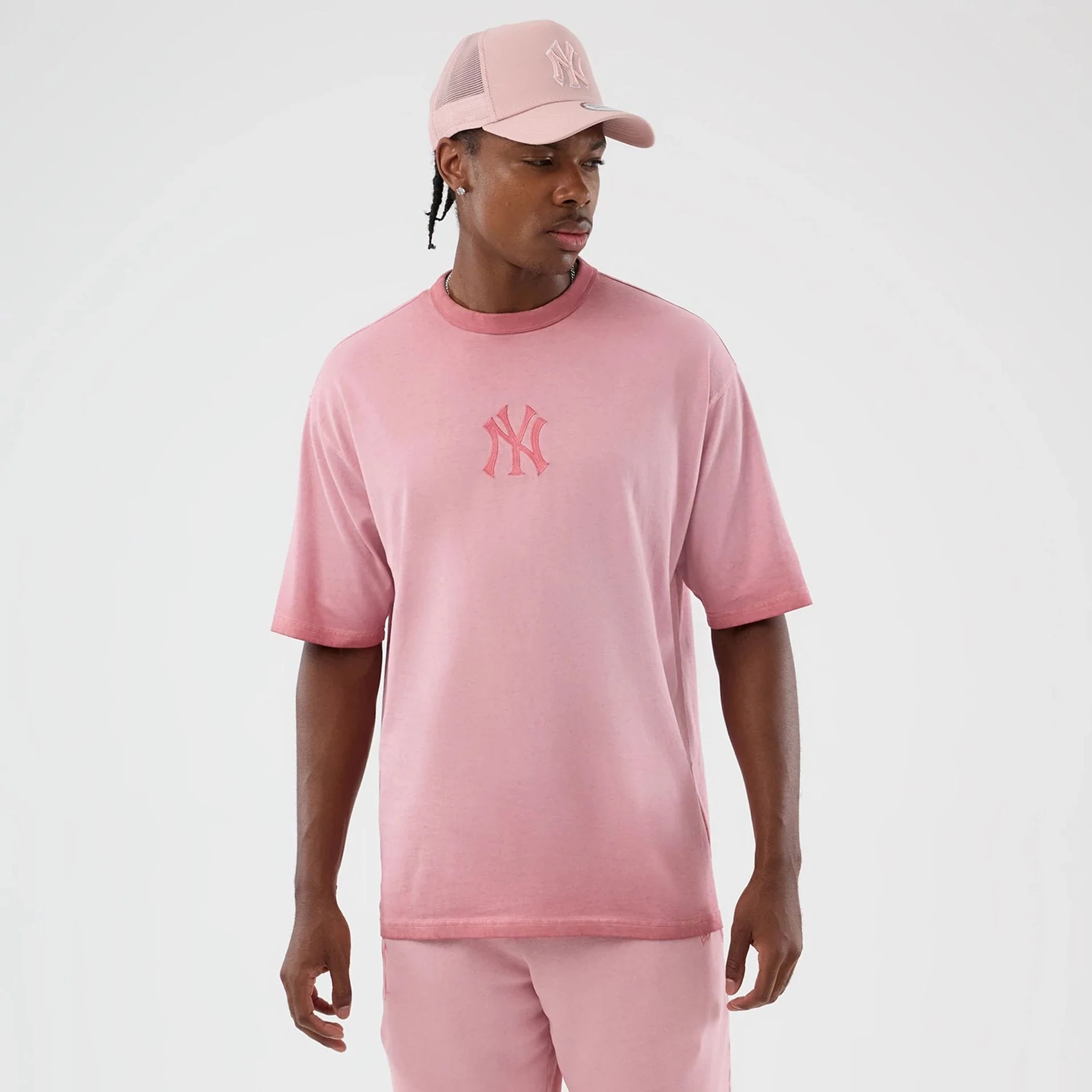 New York Yankees MLB Washed Logo Pastel Pink T-Shirt - Image 3