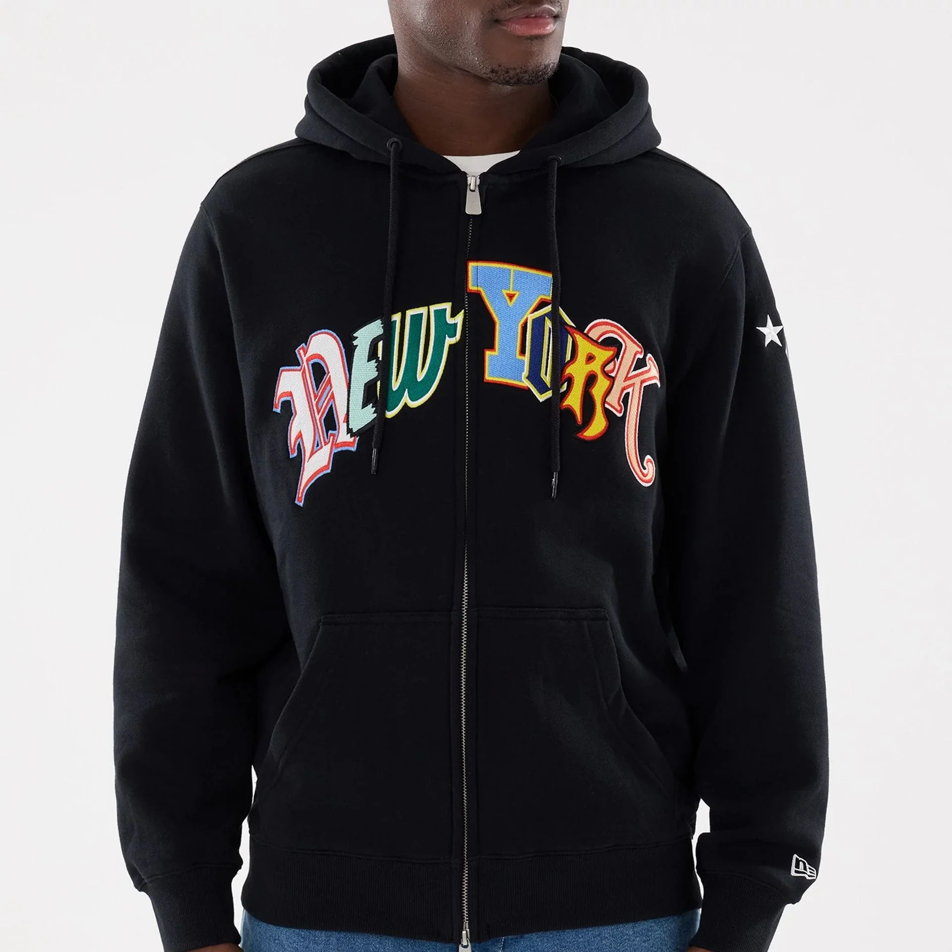New York Yankees MLB Word Art Black 2 Way Full Zip Hoodie - Image 3