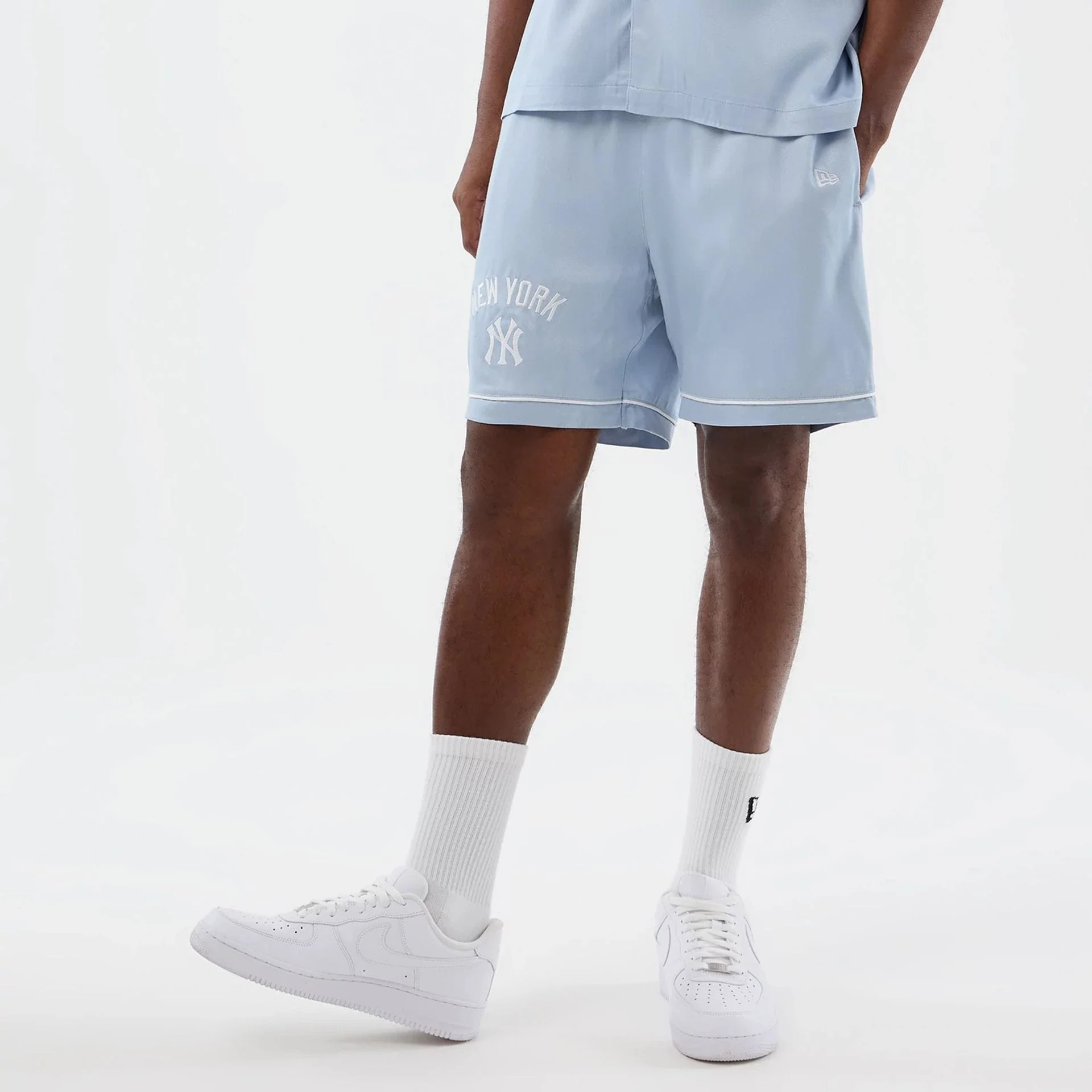 New York Yankees MLB Woven Pastel Blue Shorts - Image 3