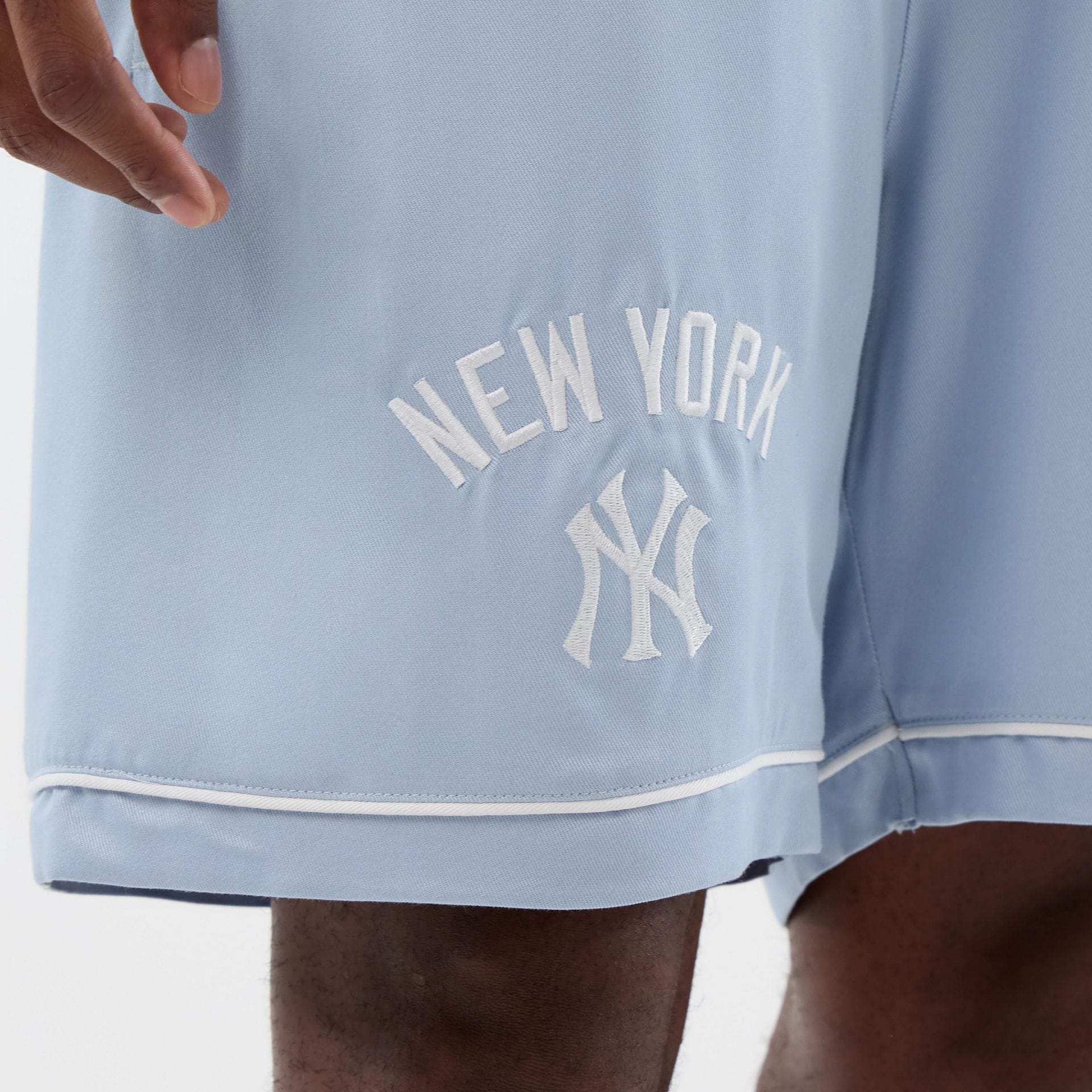 New York Yankees MLB Woven Pastel Blue Shorts - Image 4