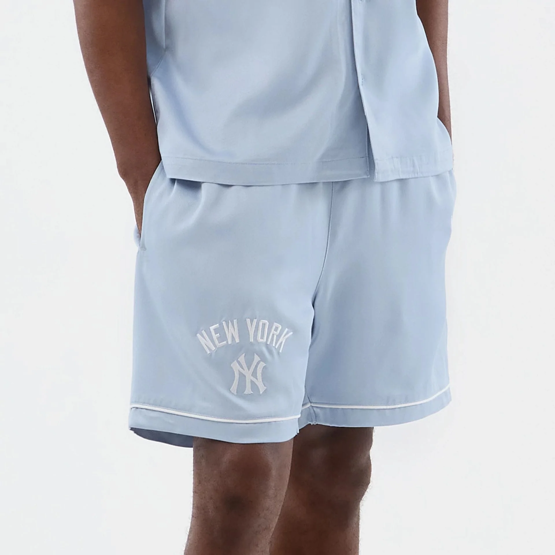 New York Yankees MLB Woven Pastel Blue Shorts - Image 6