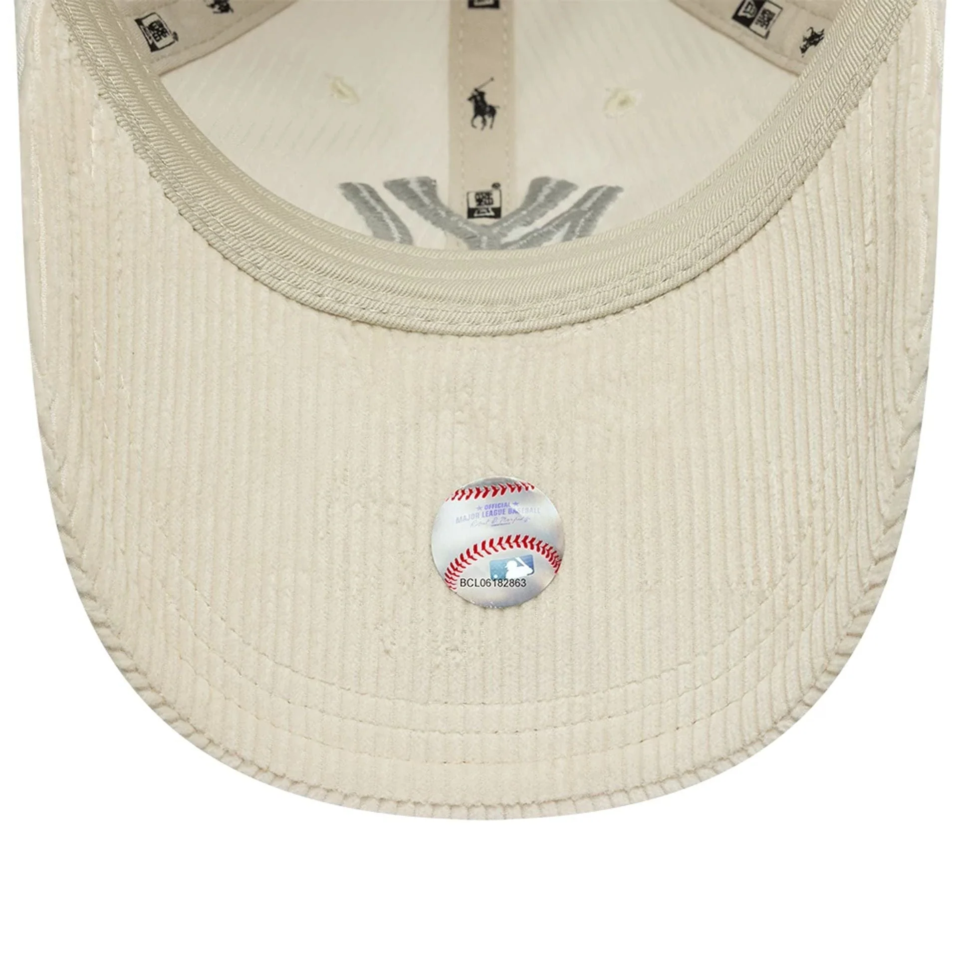 New York Yankees Ralph Lauren x MLB Cord Open Beige Long Visor 9FORTY Adjustable Cap - Image 7
