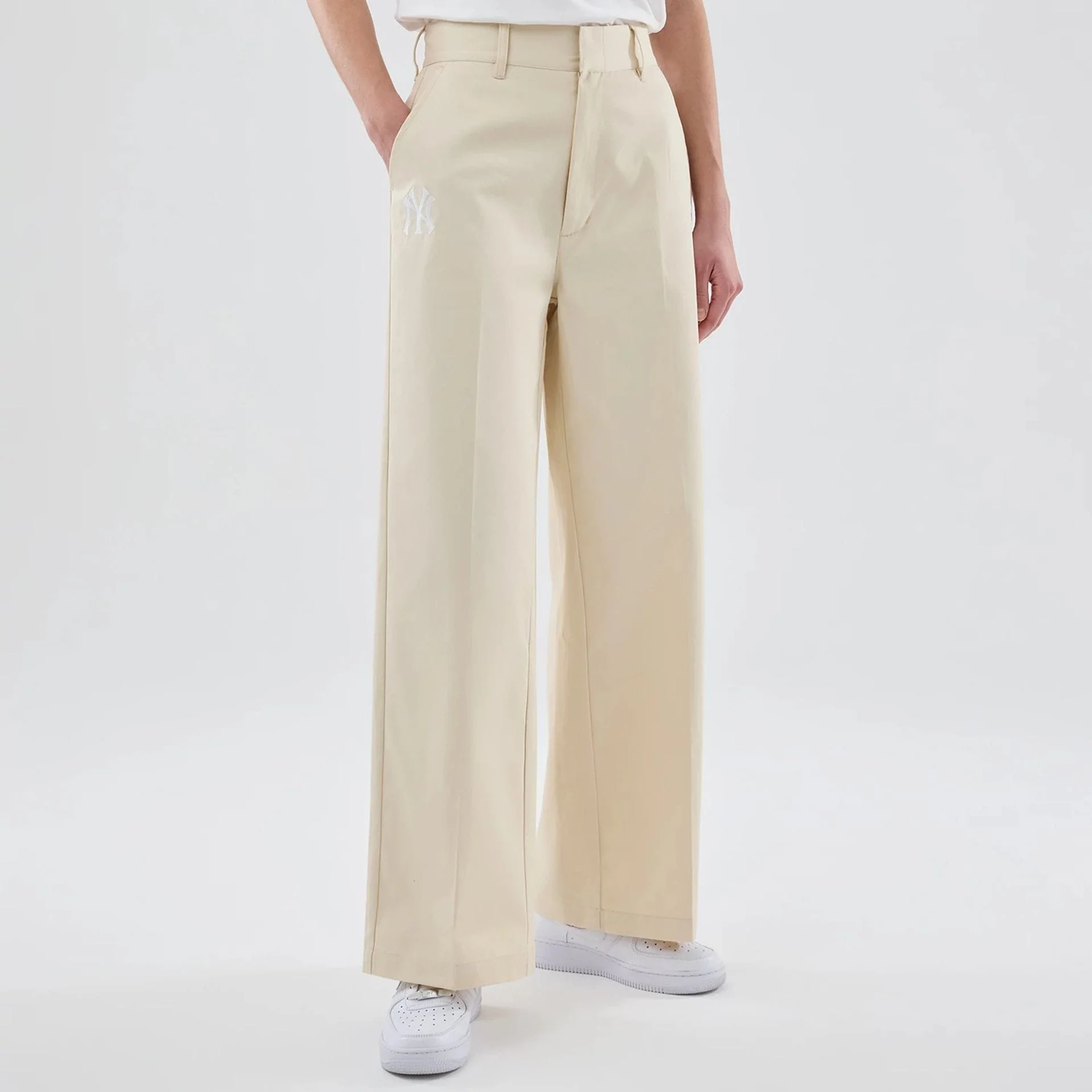 New York Yankees Womens MLB Cream Chino Trousers - Image 3