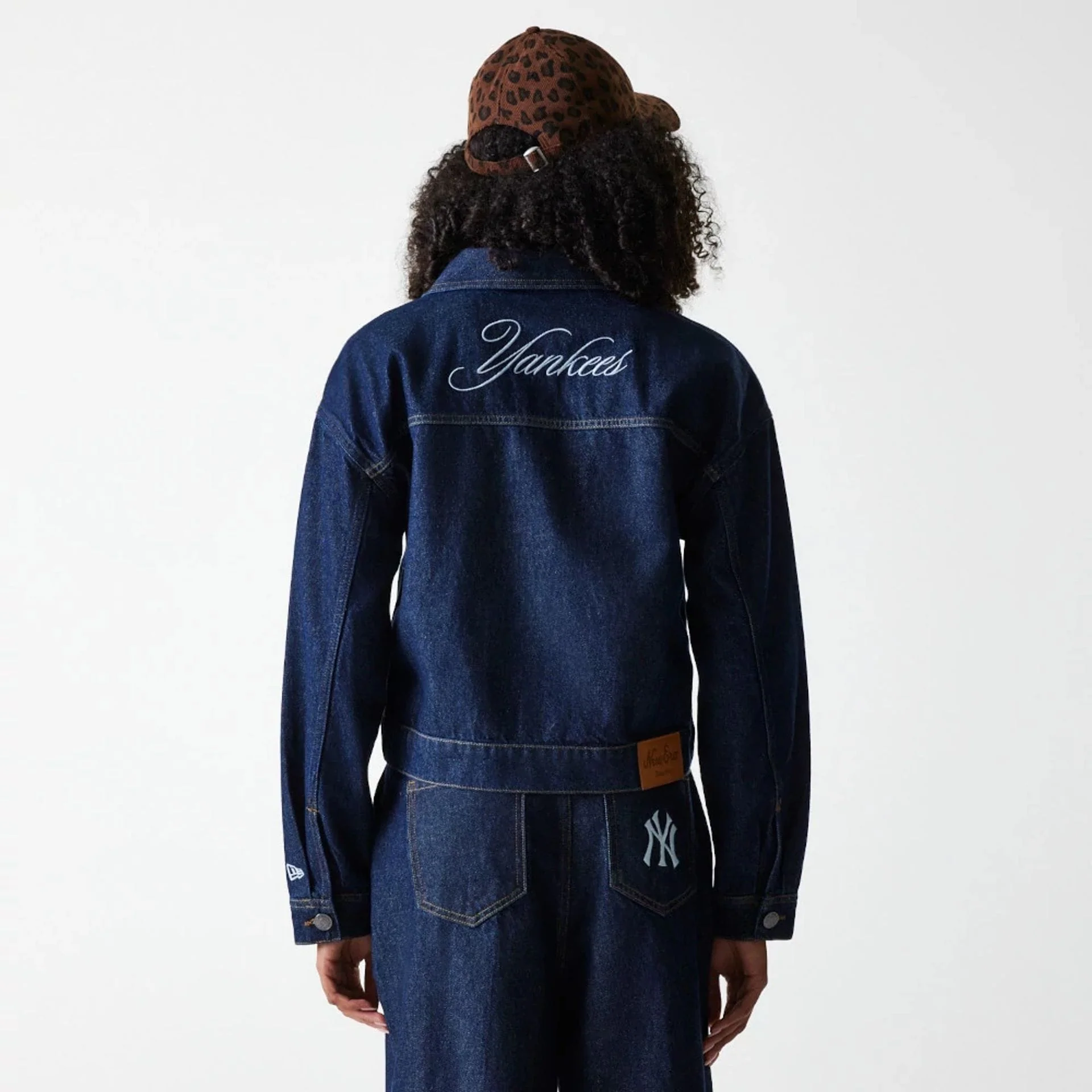 New York Yankees Womens MLB Denim Dark Blue Jacket - Image 4