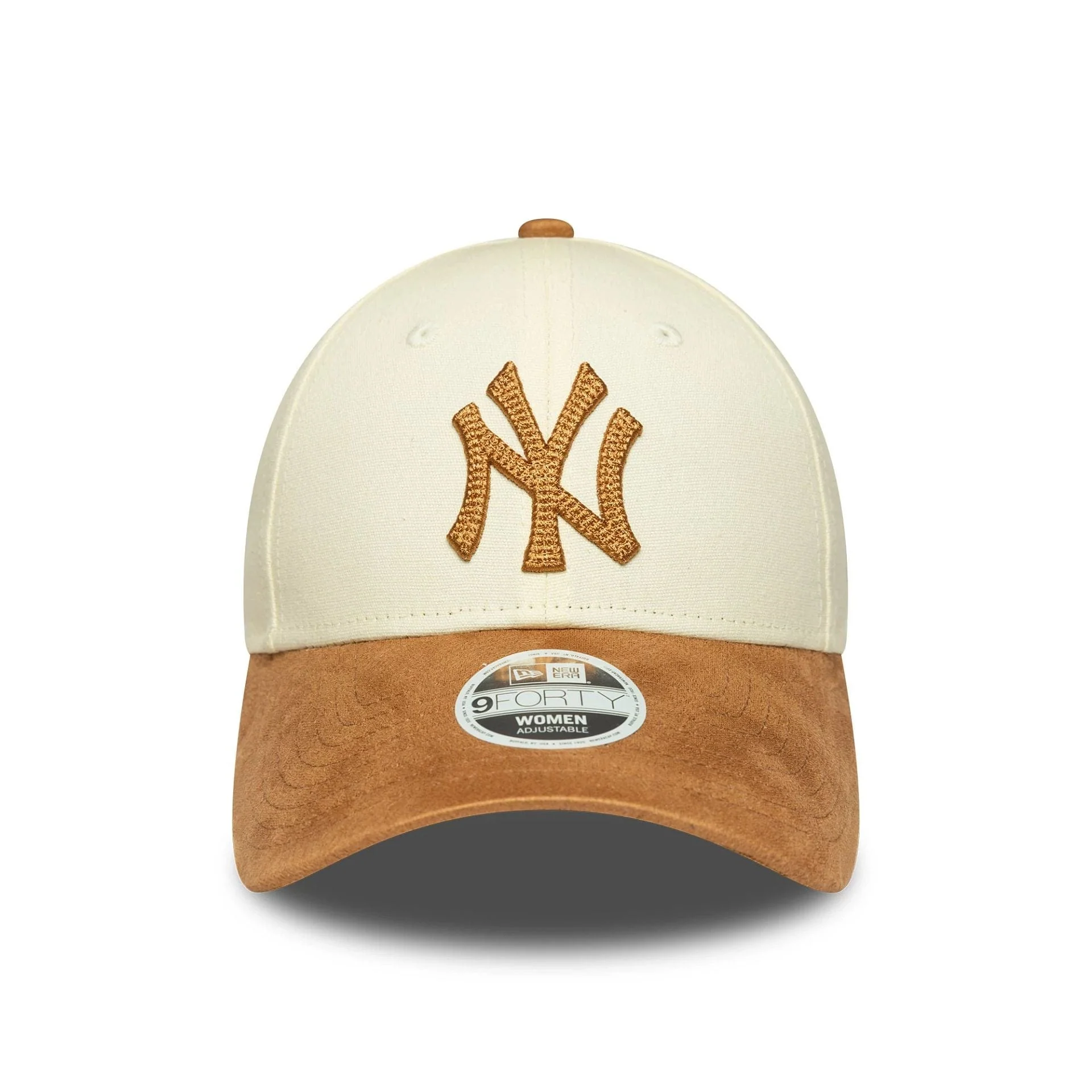 New York Yankees Womens MLB Faux Suede Cream 9FORTY Adjustable Cap - Image 2