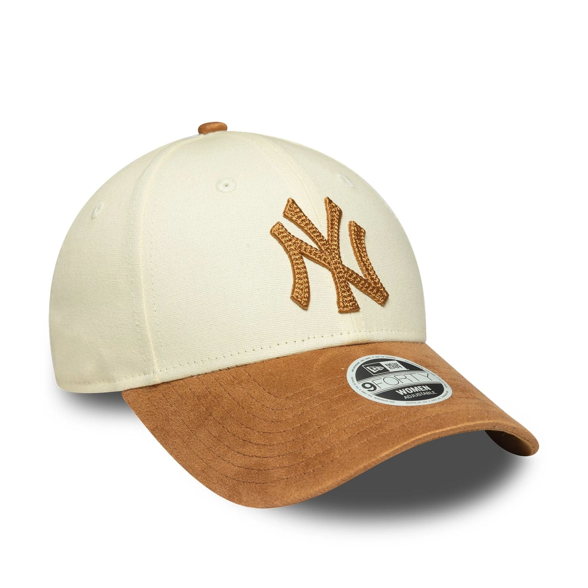 New York Yankees Womens MLB Faux Suede Cream 9FORTY Adjustable Cap - Image 3