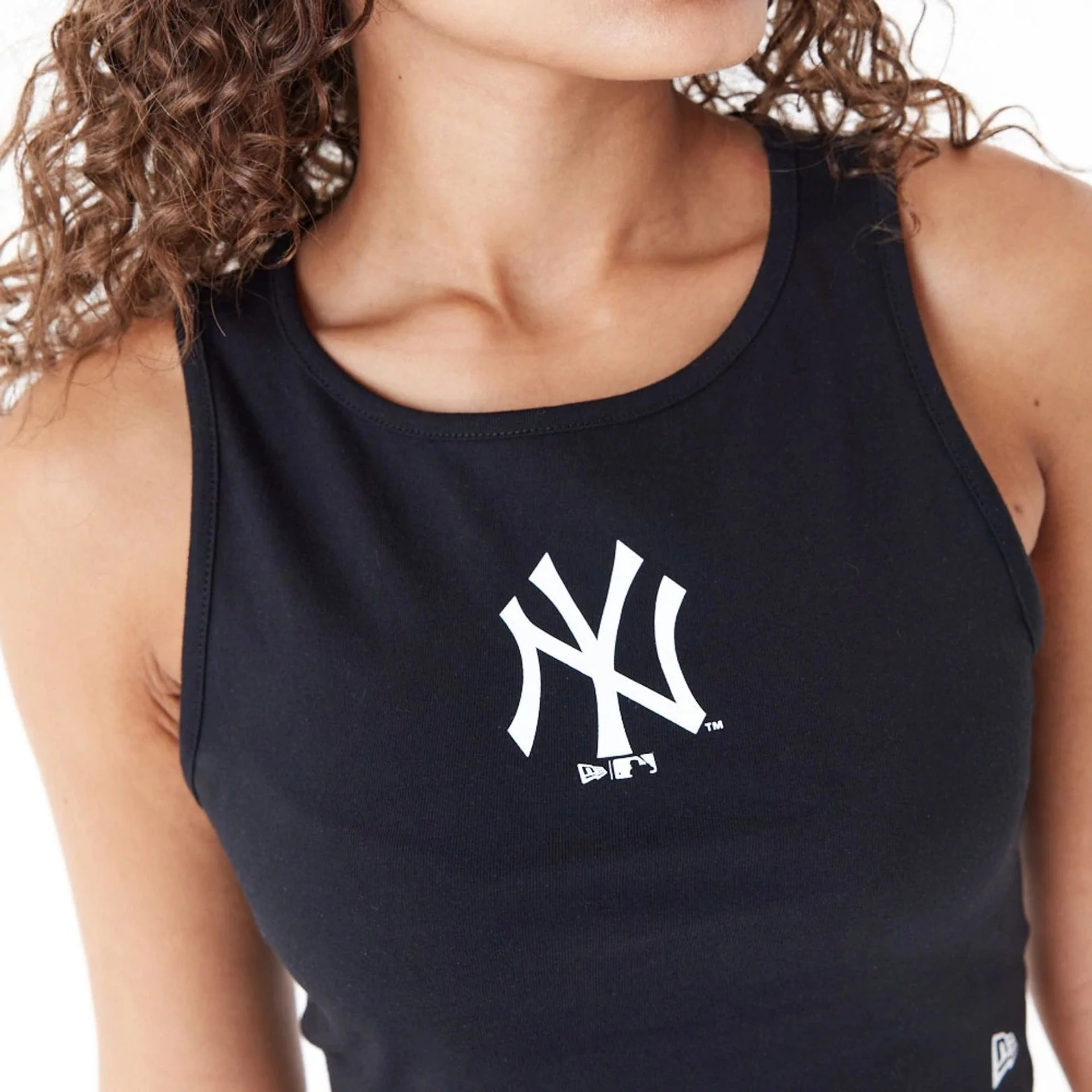New York Yankees Womens MLB Lifestyle Black Crop Tank Top - Image 9