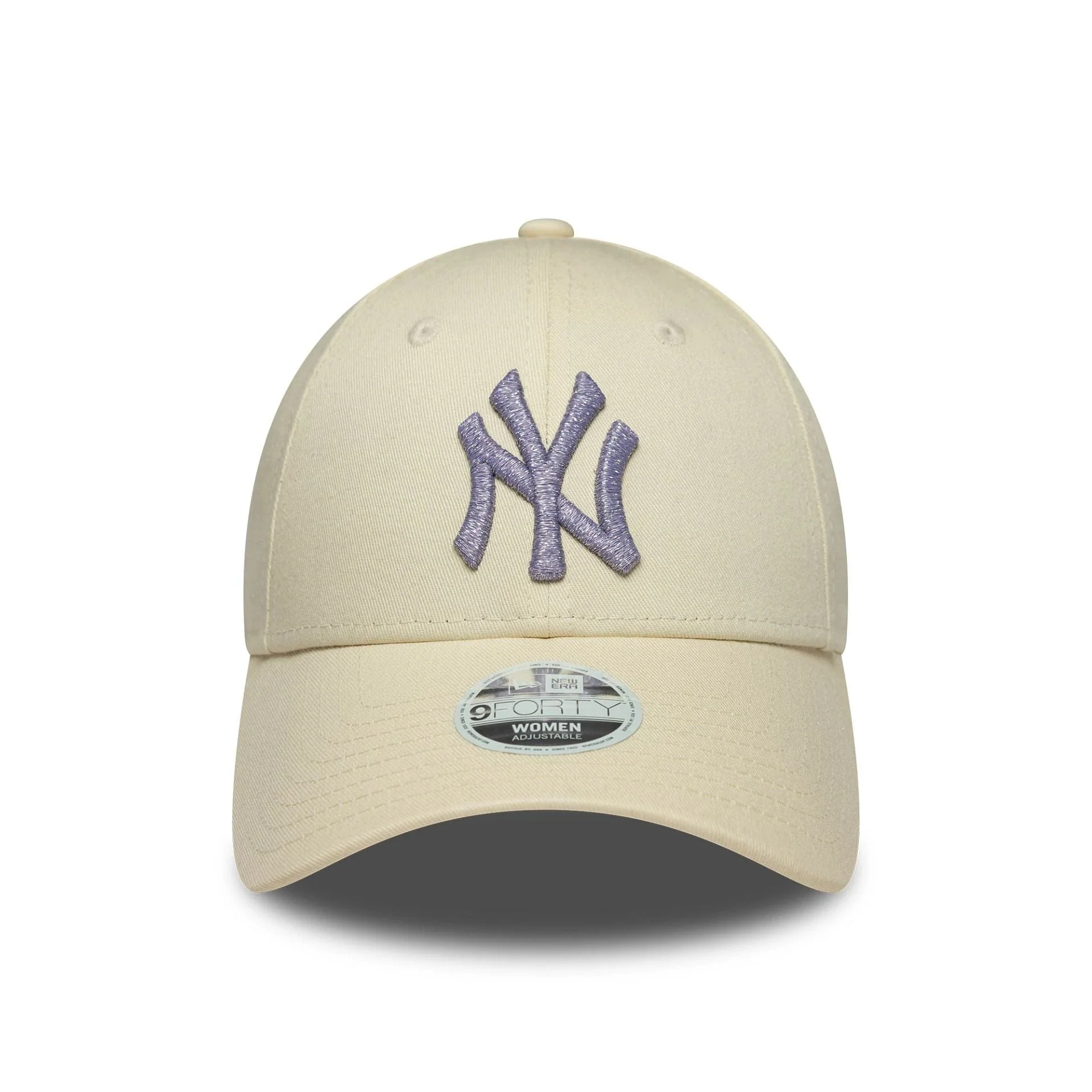 New York Yankees Womens MLB Metallic Logo Light Beige 9FORTY Cap - Image 2