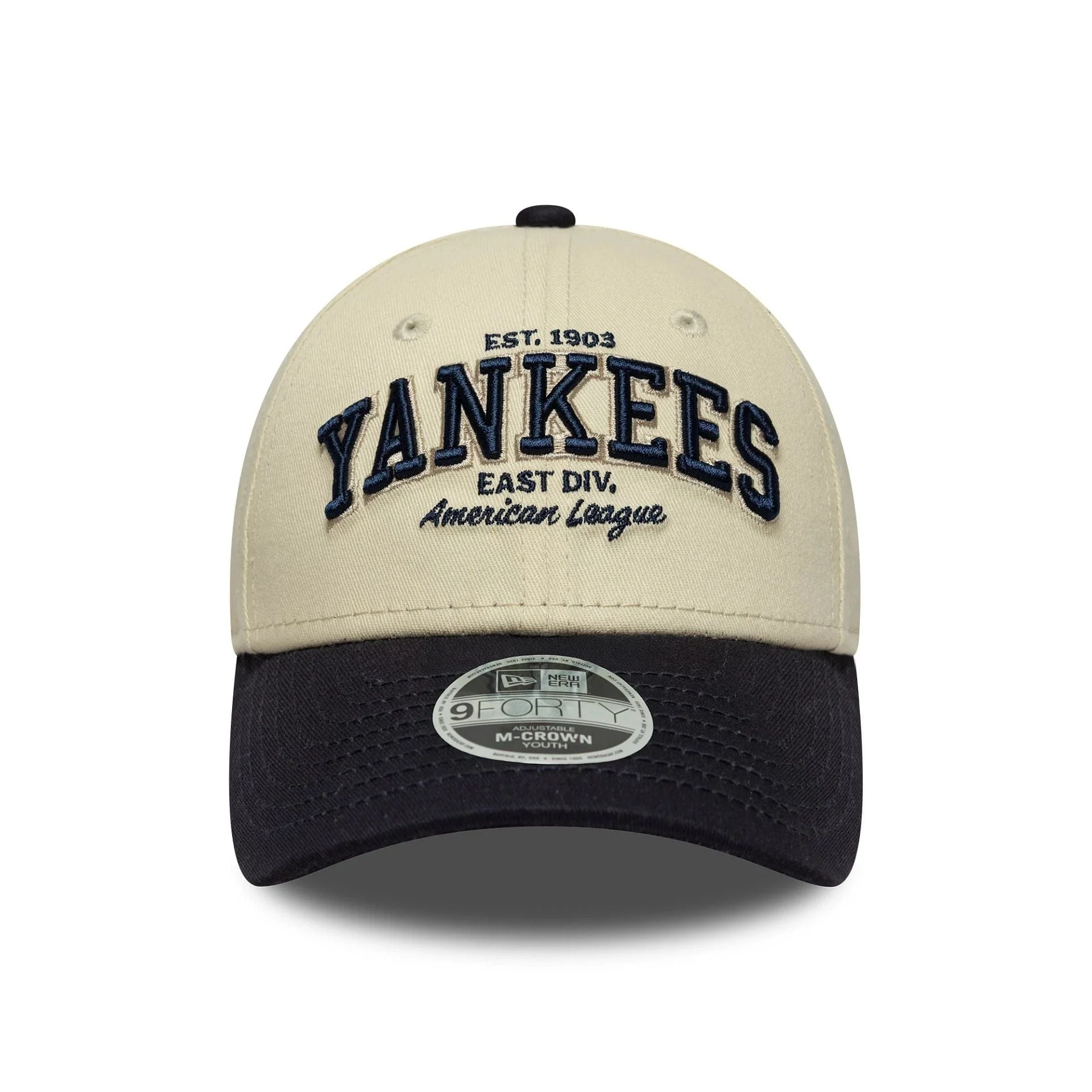 New York Yankees Youth MLB Wordmark Black 9FORTY M-Crown Cap - Image 2
