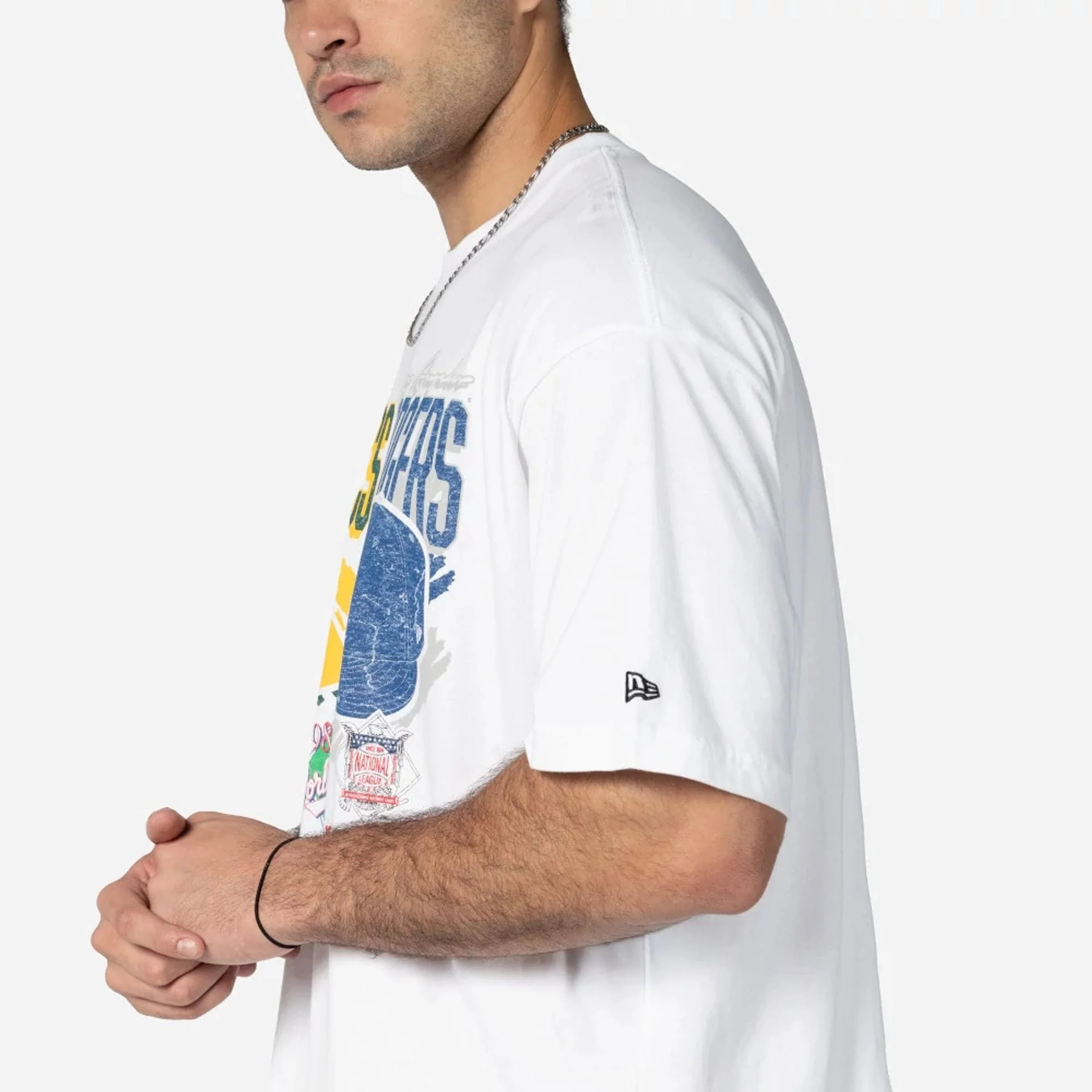 Oakland Athletics VS LA Dodgers MLB Dueling Logos Sport Classic White T-Shirt - Image 3