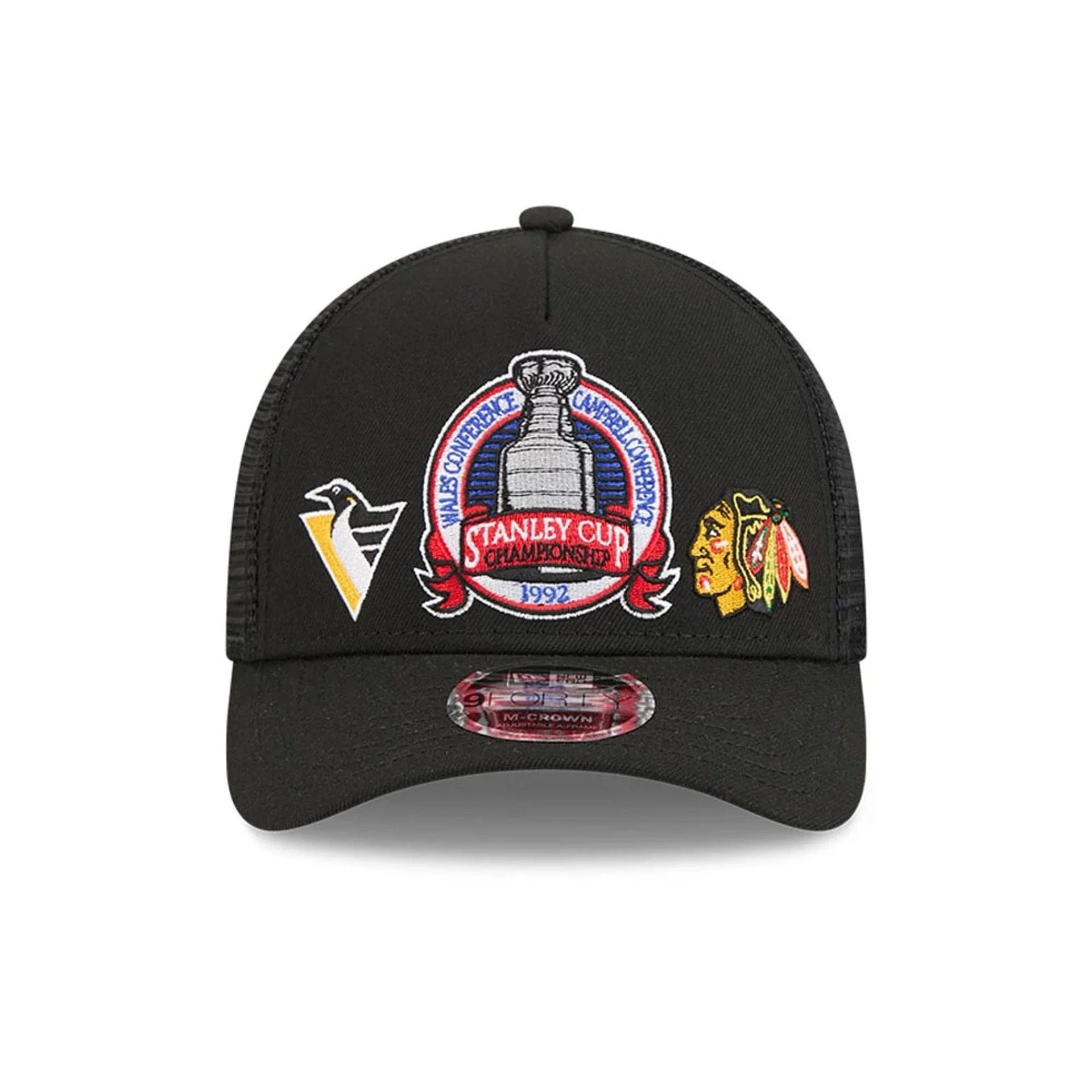 Penguins NHL Stanley Cup Black 9FORTY M-Crown A-Frame Trucker Adjustable Cap - Image 3