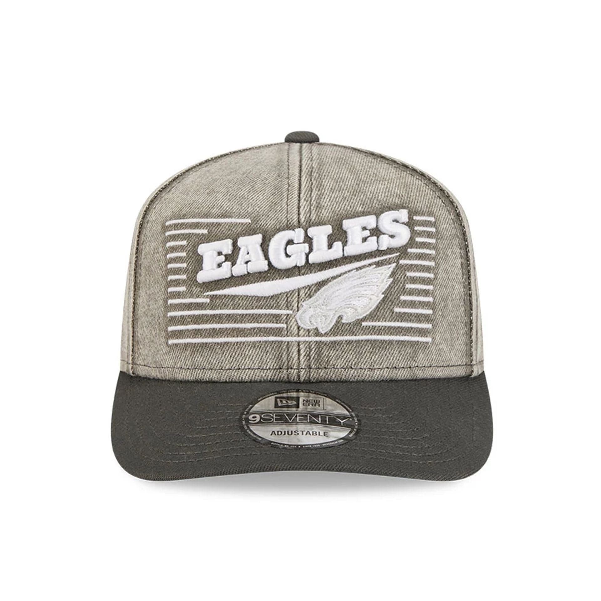 Philadelphia Eagles NFL Washed Denim Dark Grey 9SEVENTY Stretch Snap Cap - Image 2