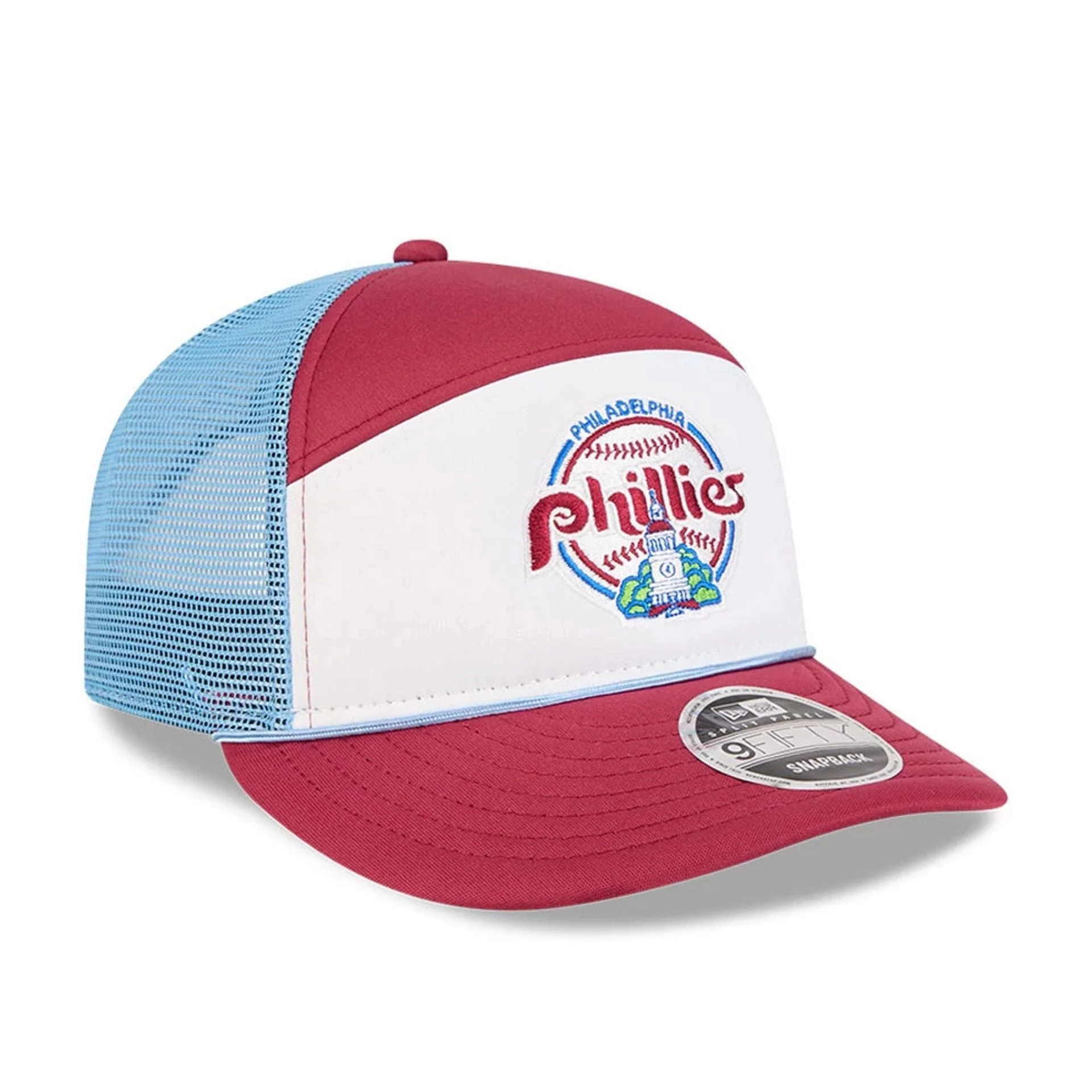 Philadelphia Phillies MLB Blocked Dark Red 9FIFTY Split Panel Snapback Cap - Image 4