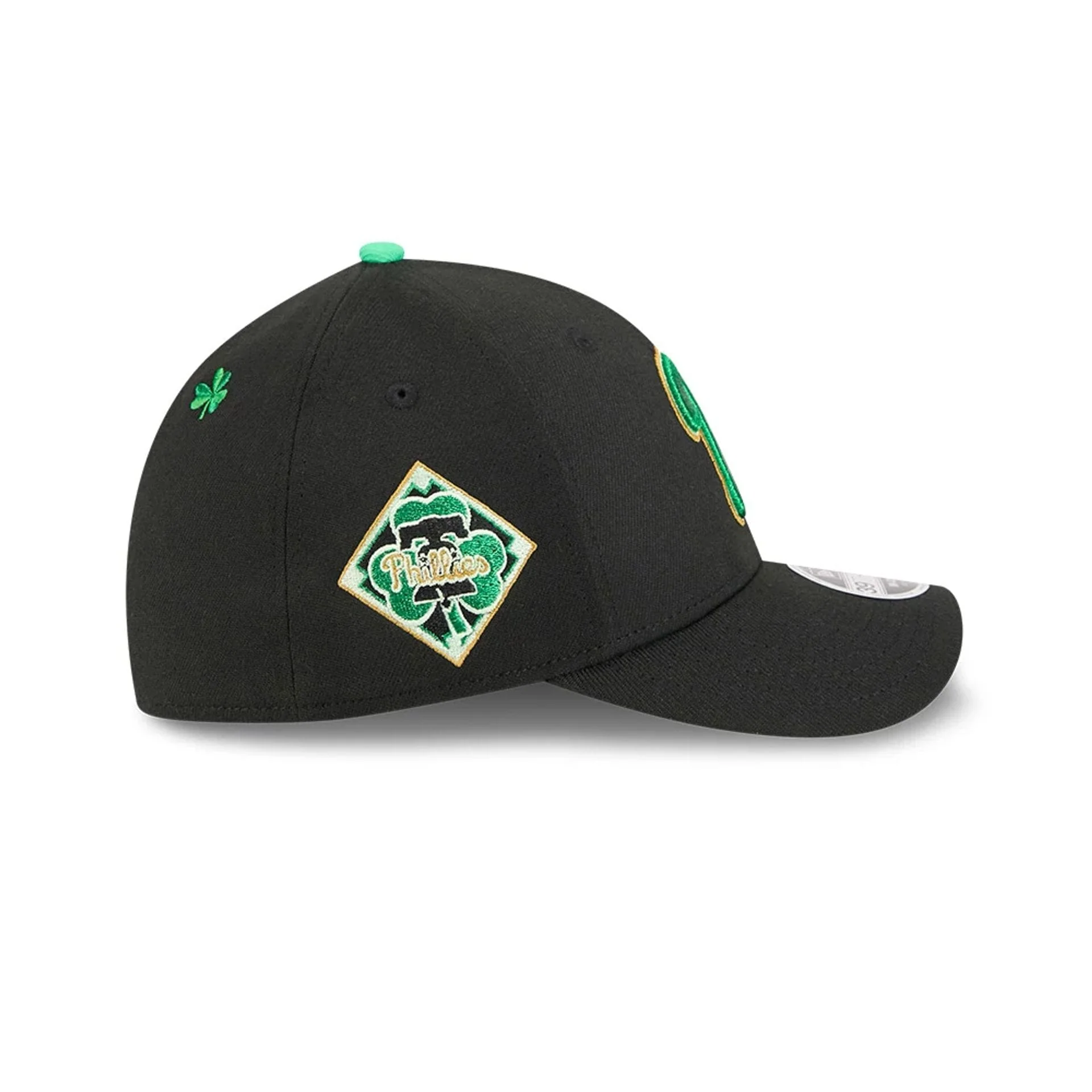 Phillies MLB Saint Patrick's Day Black 39THIRTY M-Crown A-Frame Stretch Fit Cap - Image 4
