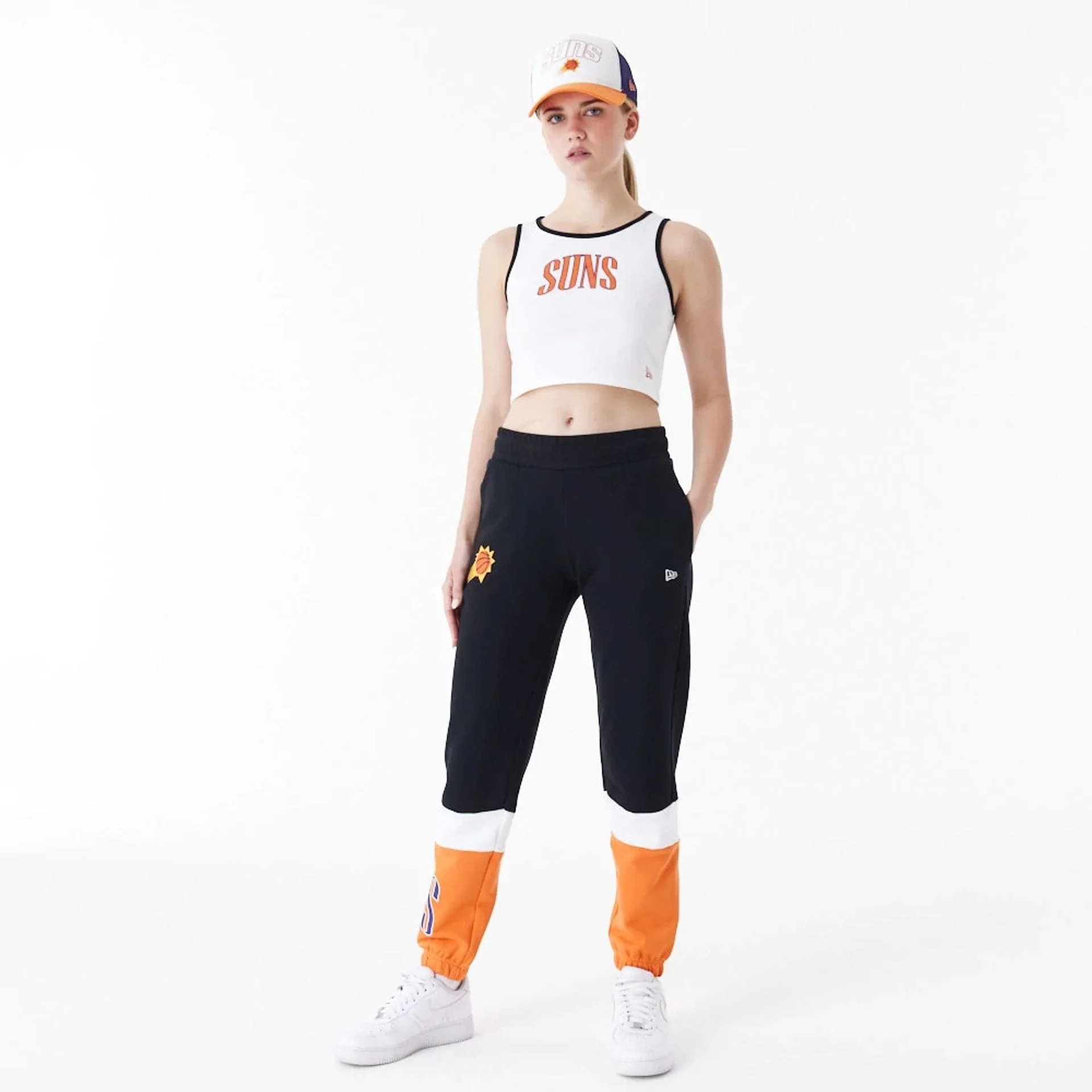 Phoenix Suns Womens NBA Team Wordmark White Crop Tank Top - Image 4
