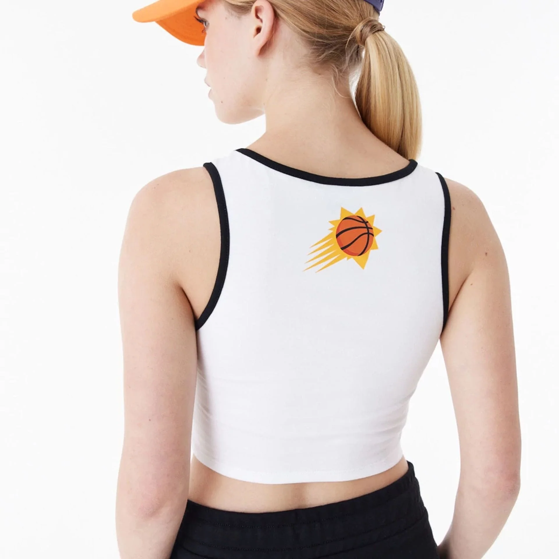 Phoenix Suns Womens NBA Team Wordmark White Crop Tank Top - Image 7