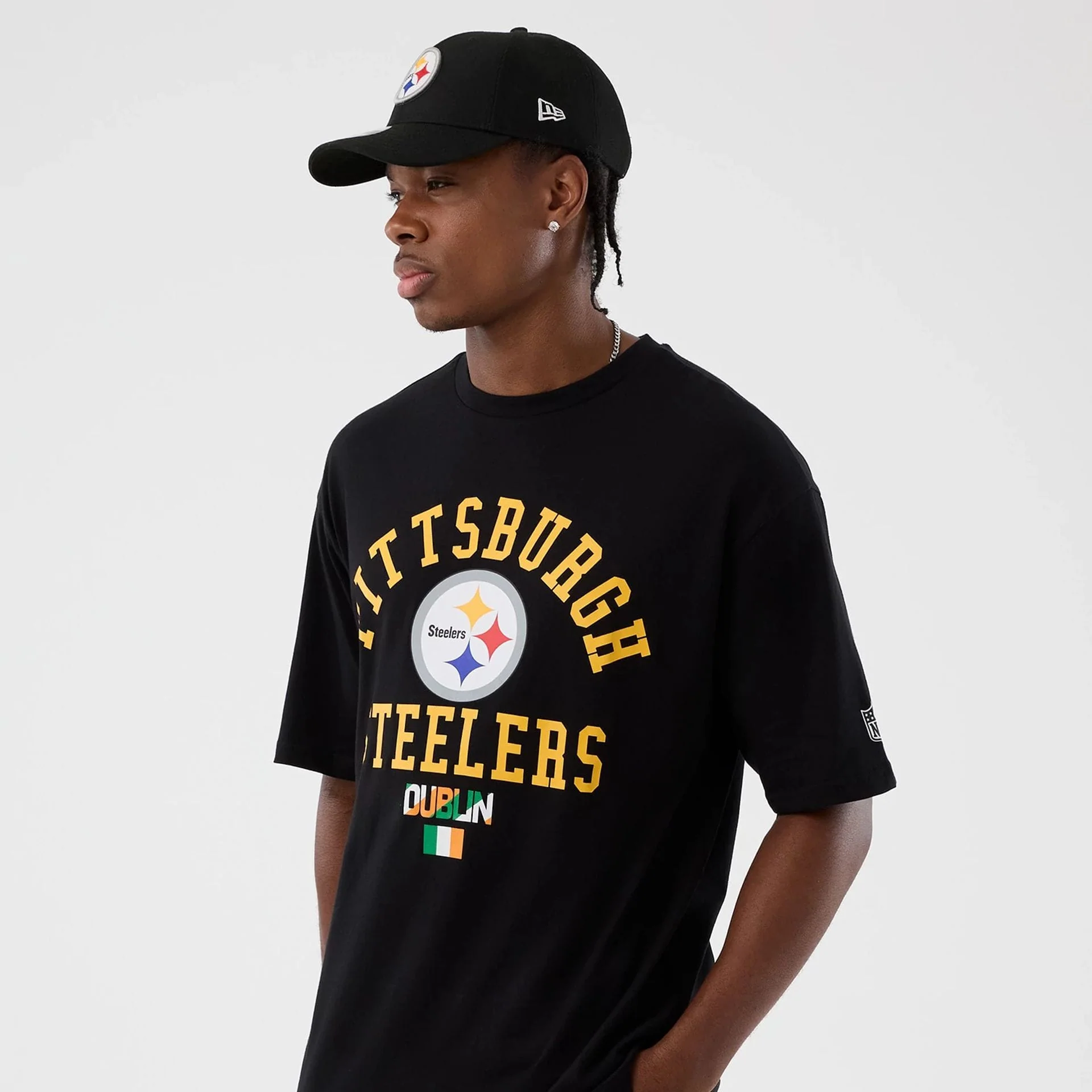 Pittsburgh Steelers NFL International Series Games Black Oversized T-Shirt - Image 7