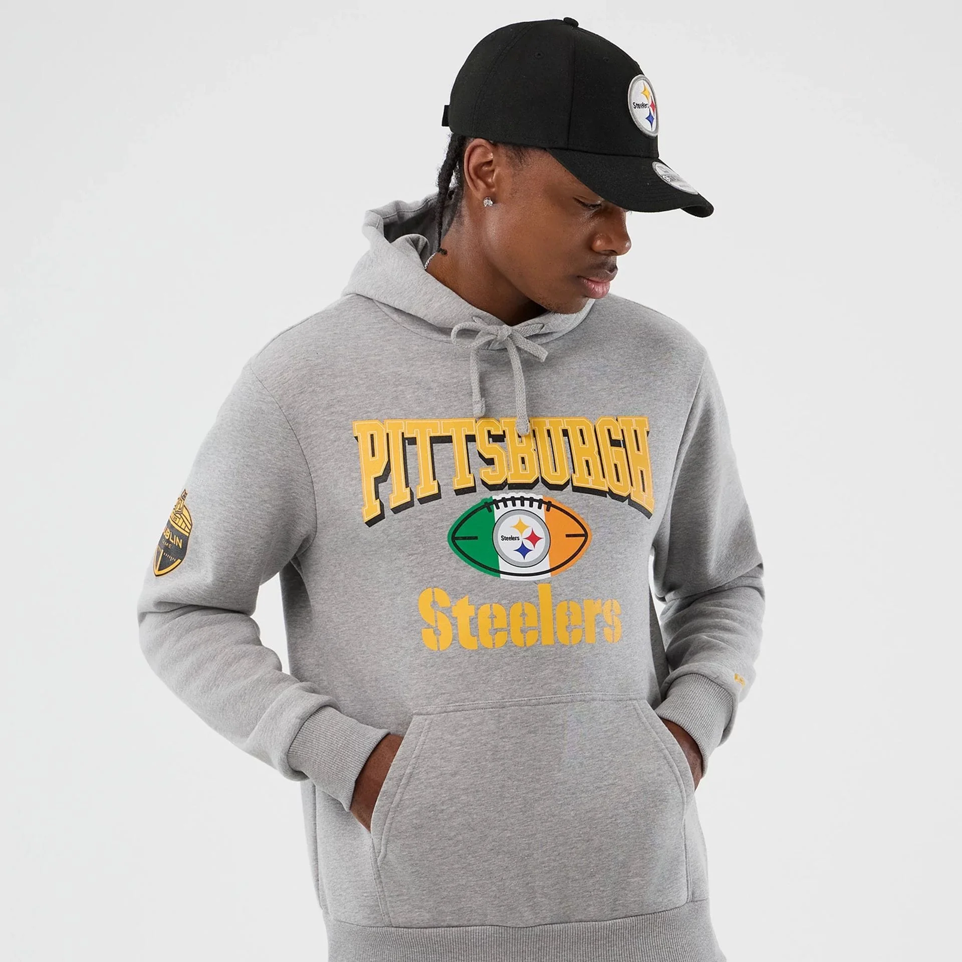 Pittsburgh Steelers NFL International Series Games Grey Pullover Hoodie - Image 3