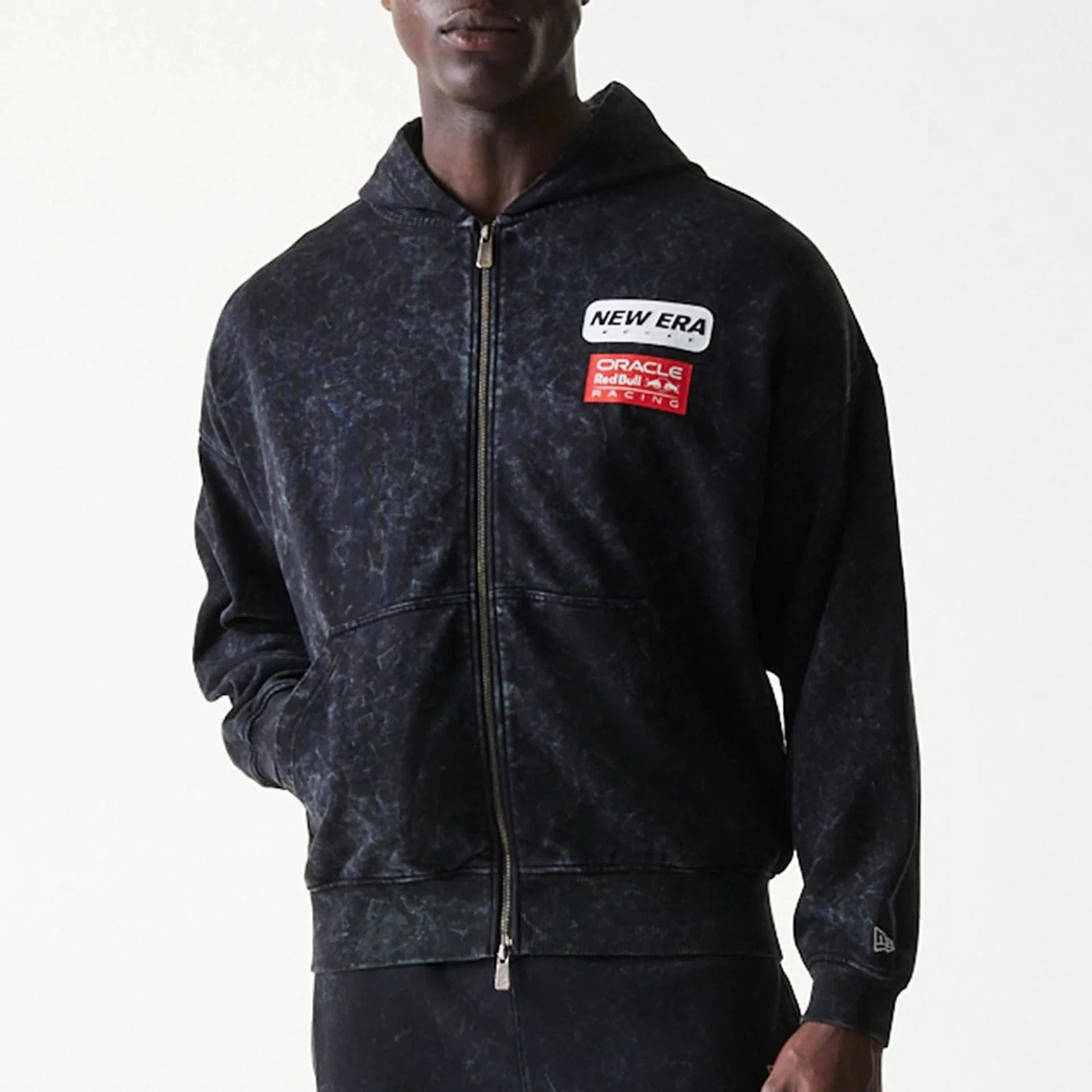 Red Bull Racing Dropped Shoulder Black Dropped Shoulder Full Zip Hoodie - Image 3