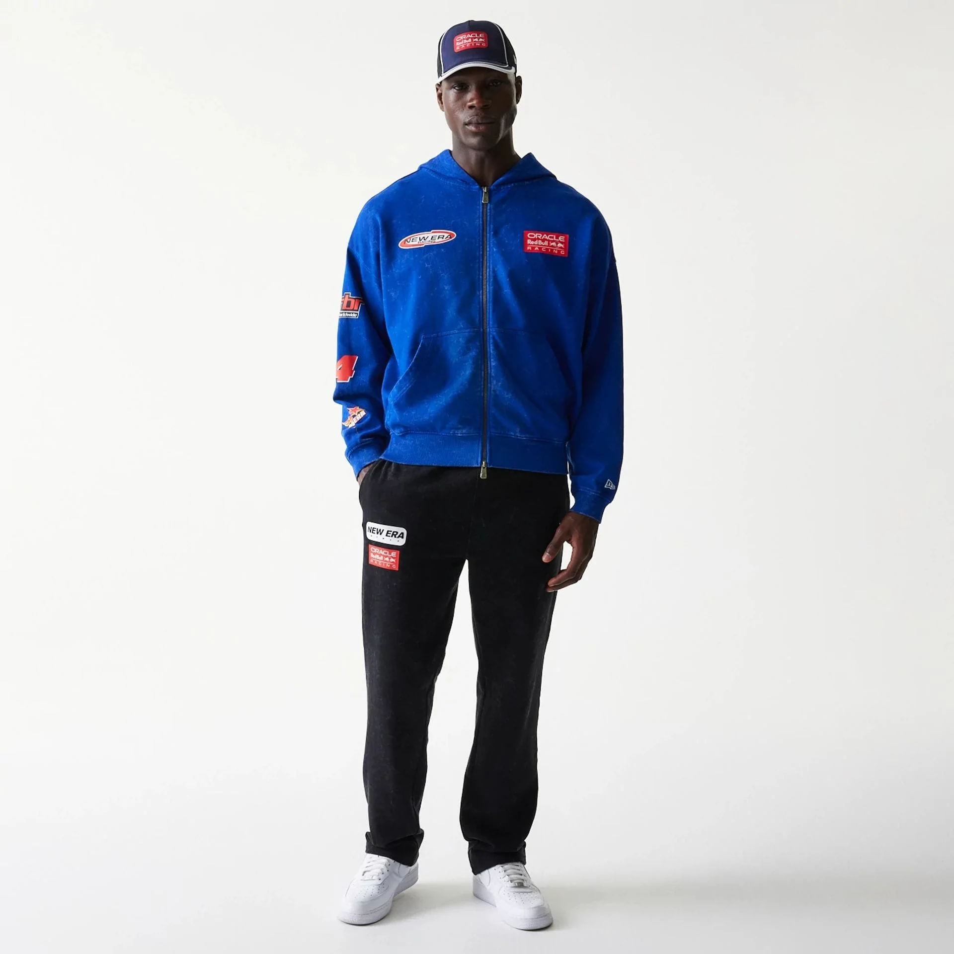 Red Bull Racing Graphic Blue Dropped Shoulder Full Zip Hoodie - Image 8