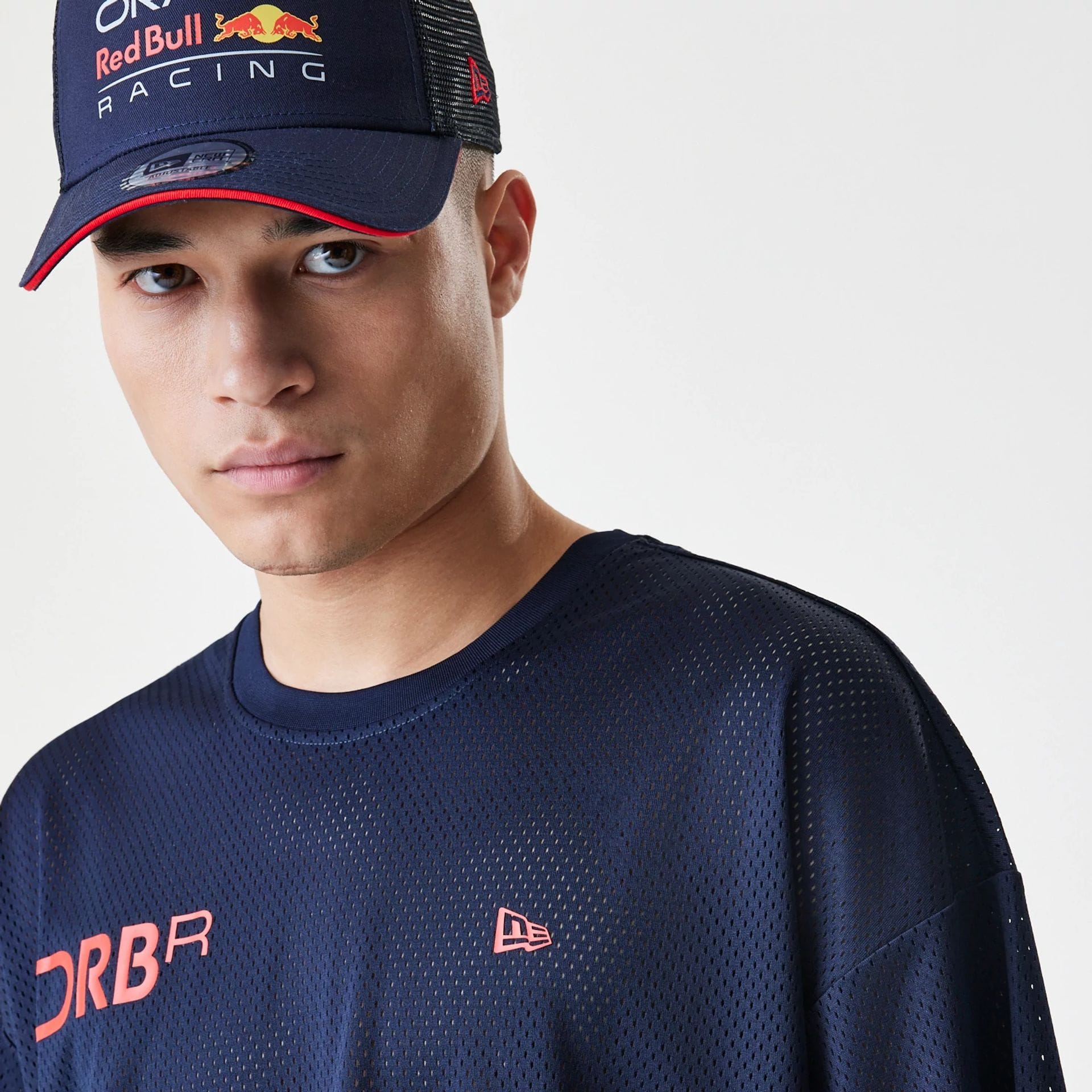 Red Bull Racing Graphic Mesh Dark Blue Oversized T-Shirt - Image 6