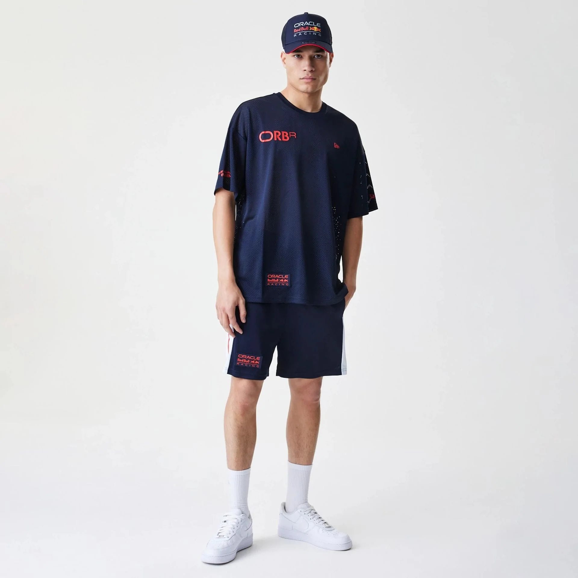 Red Bull Racing Graphic Mesh Dark Blue Oversized T-Shirt - Image 8