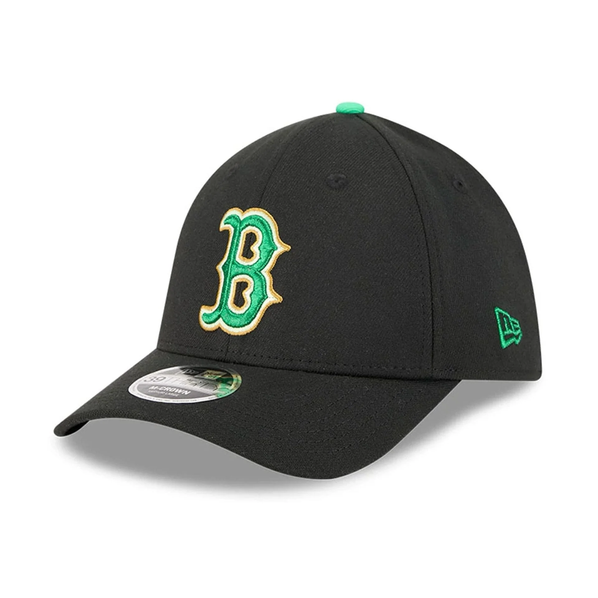 Red Sox MLB Saint Patrick's Day Black 39THIRTY M-Crown A-Frame Stretch Fit Cap - Image 3