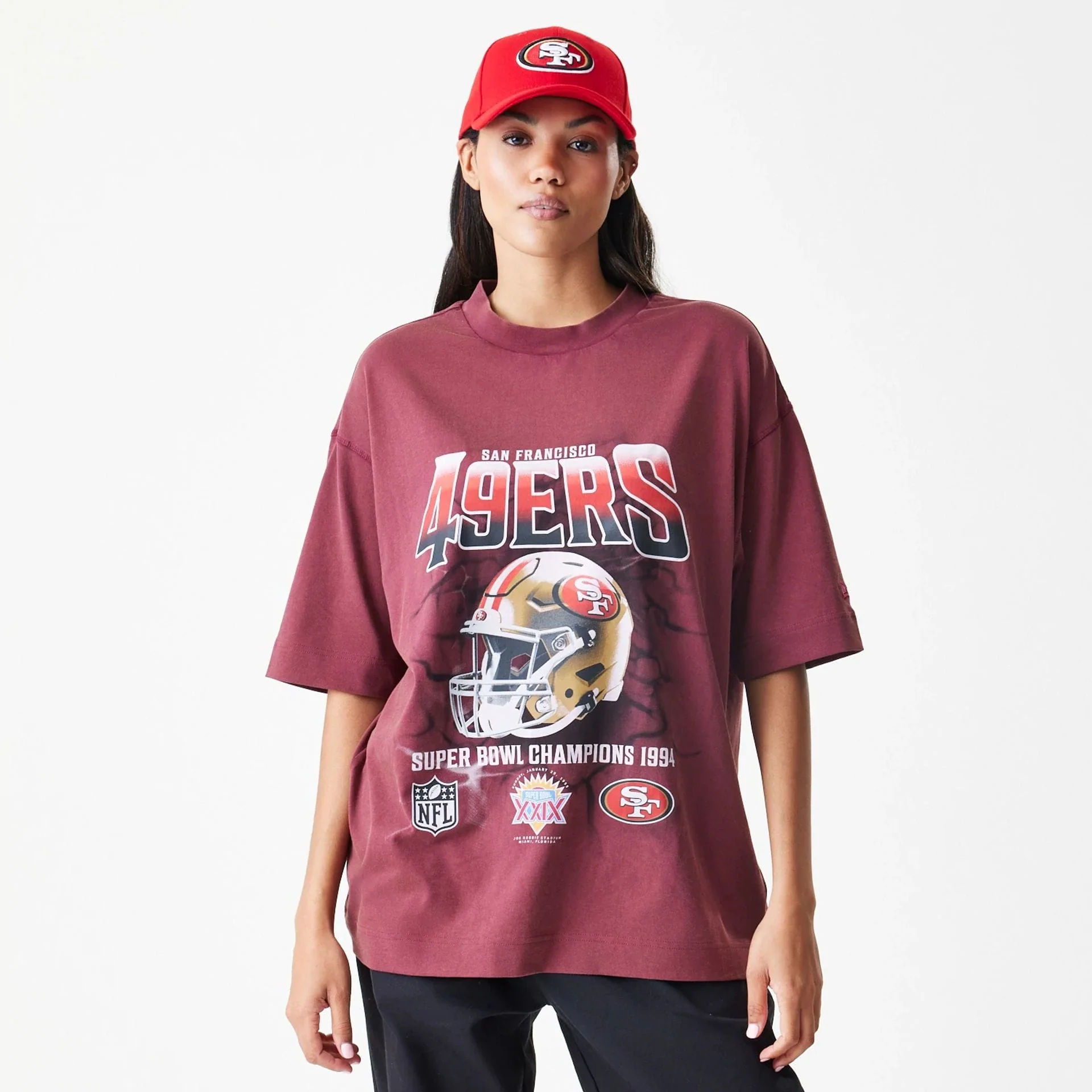 San Francisco 49ers NFL Washed Boxy Dark Red Oversized T-Shirt - Image 4