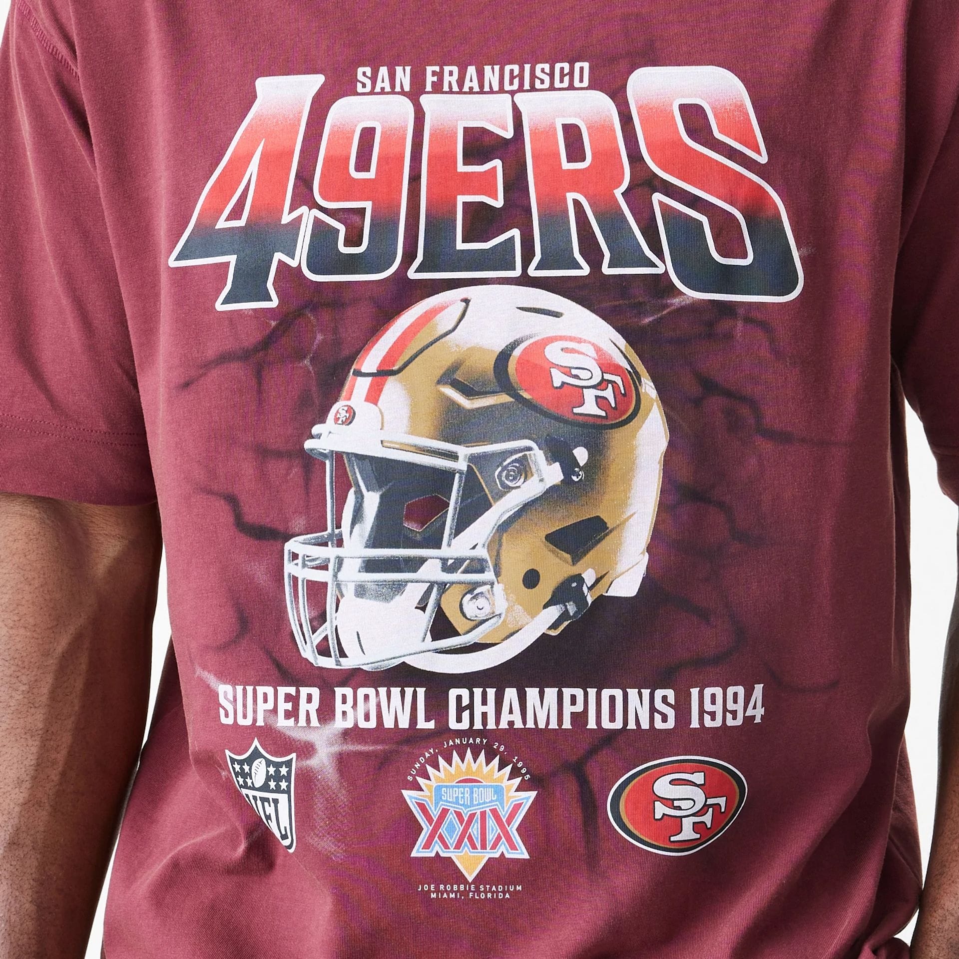 San Francisco 49ers NFL Washed Boxy Dark Red Oversized T-Shirt - Image 5