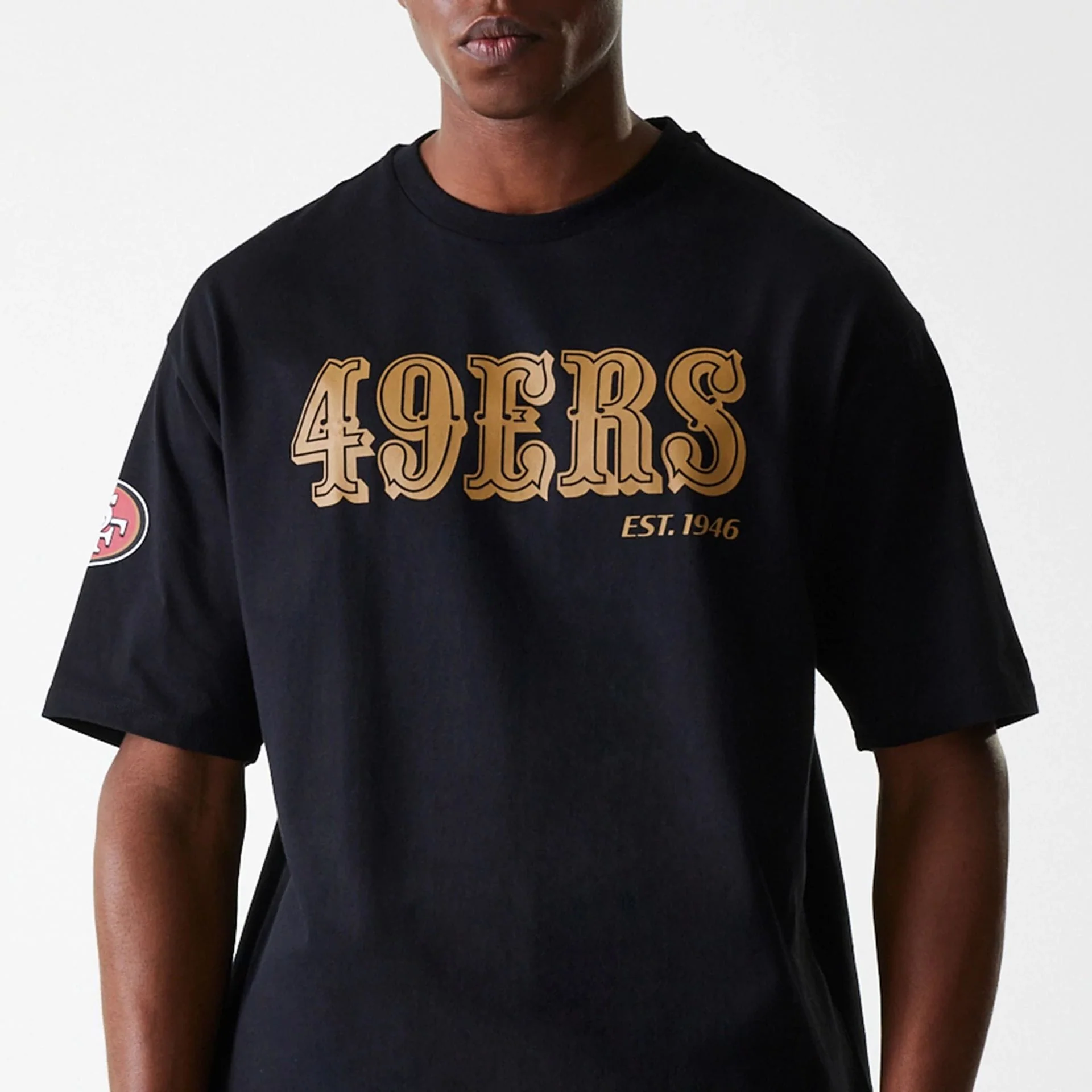 San Francisco 49ers NFL Wordmark Black Oversized T-Shirt - Image 3