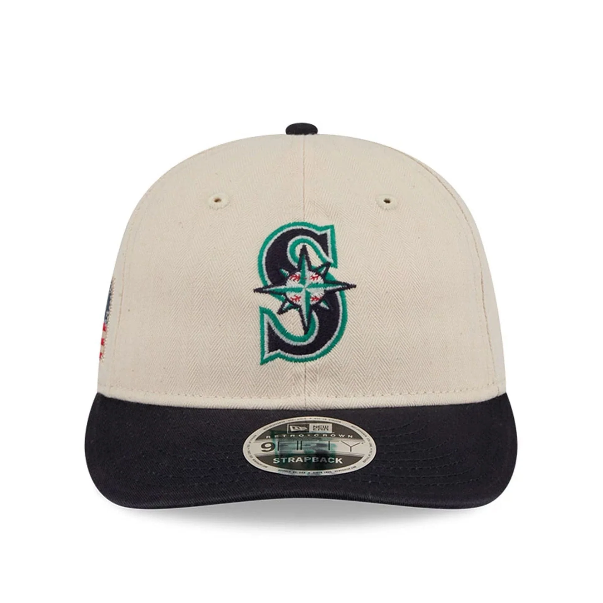Seattle Mariners MLB Americana Herringbone White Retro Crown 9FIFTY Adjustable Cap - Image 4