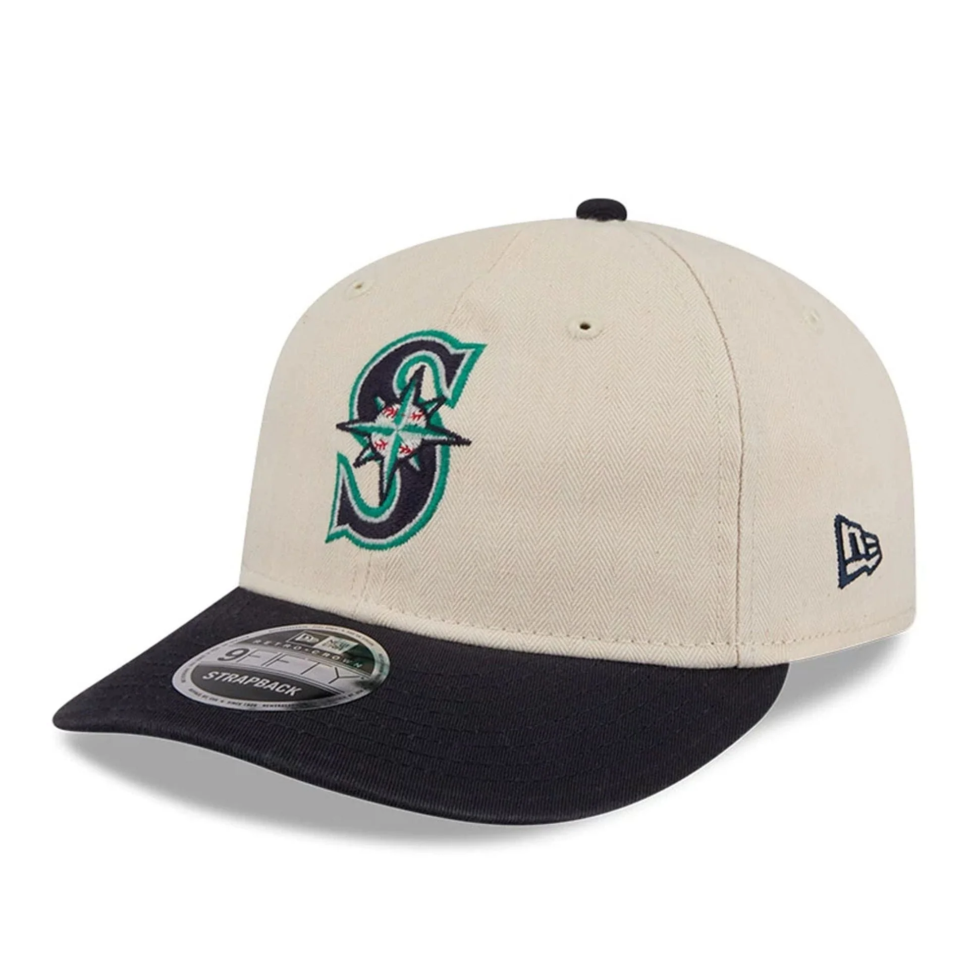 Seattle Mariners MLB Americana Herringbone White Retro Crown 9FIFTY Adjustable Cap - Image 5