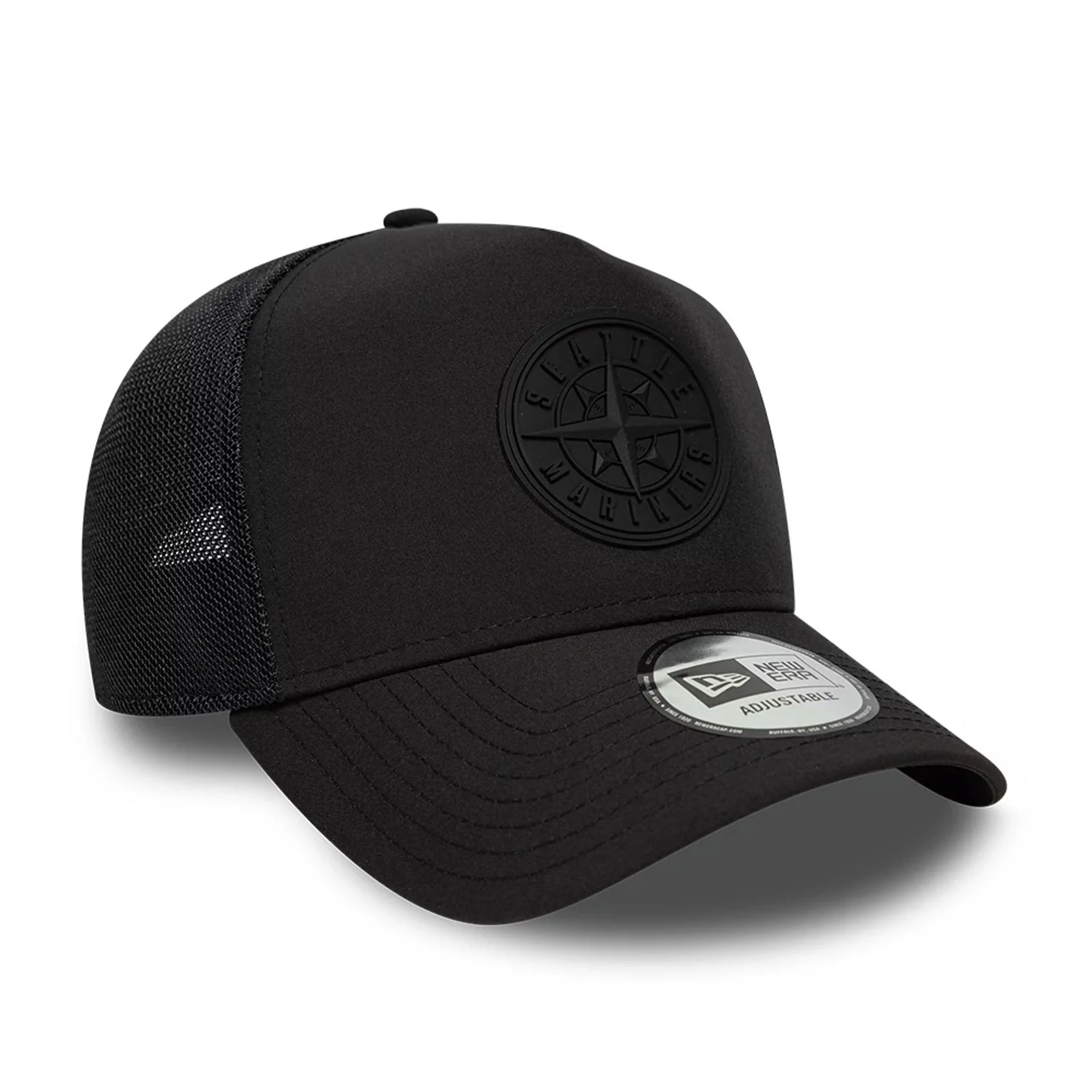 Seattle Mariners MLB Sport Black 9FORTY E-Frame Trucker Adjustable Cap - Image 3