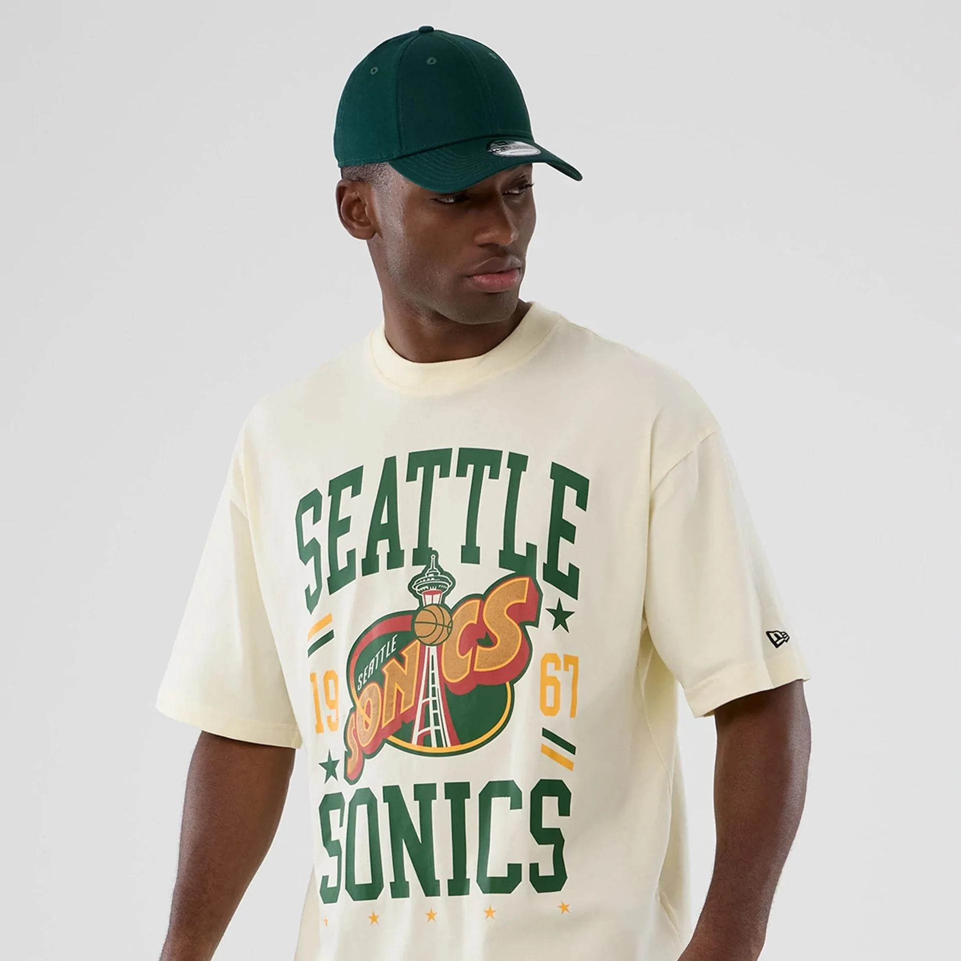 Seattle Supersonics NBA Hardwood Classic Cream T-Shirt - Image 7