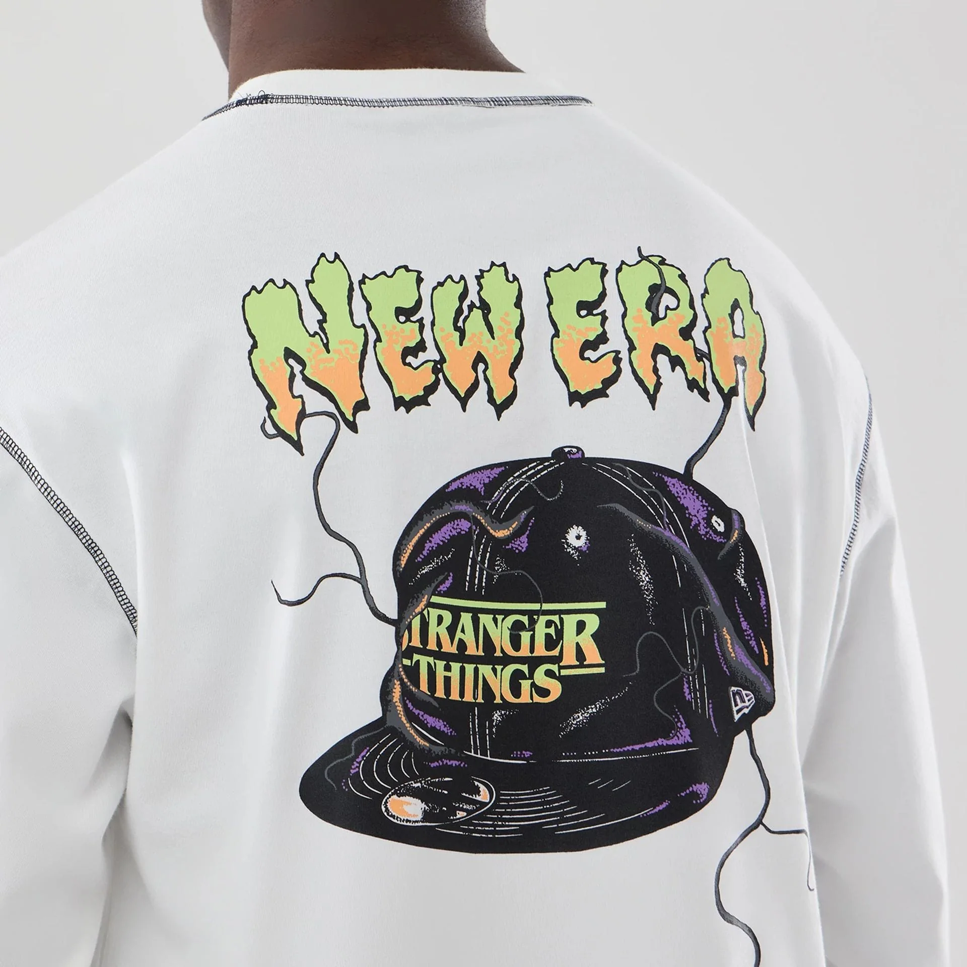 Stranger Things White Oversized Long Sleeve T-Shirt - Image 4