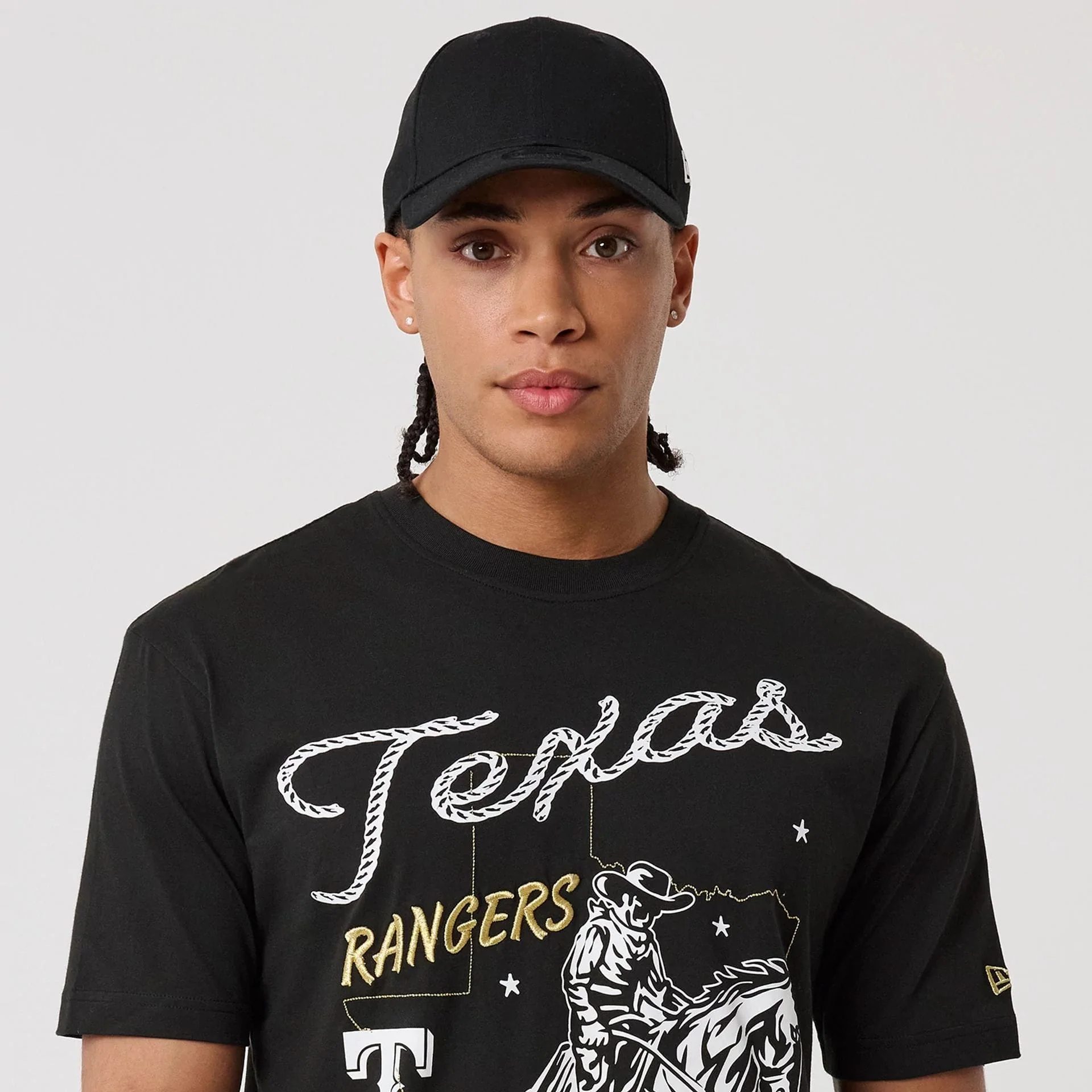 Texas Rangers MLB Cowboy Graphic Black T-Shirt - Image 7