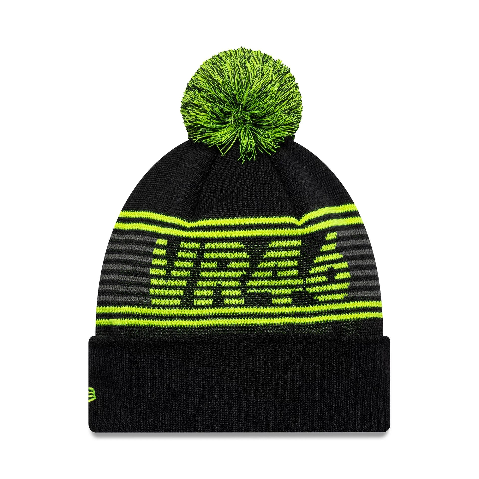VR46 Recycled Black Bobble Knit Beanie Hat - Image 2