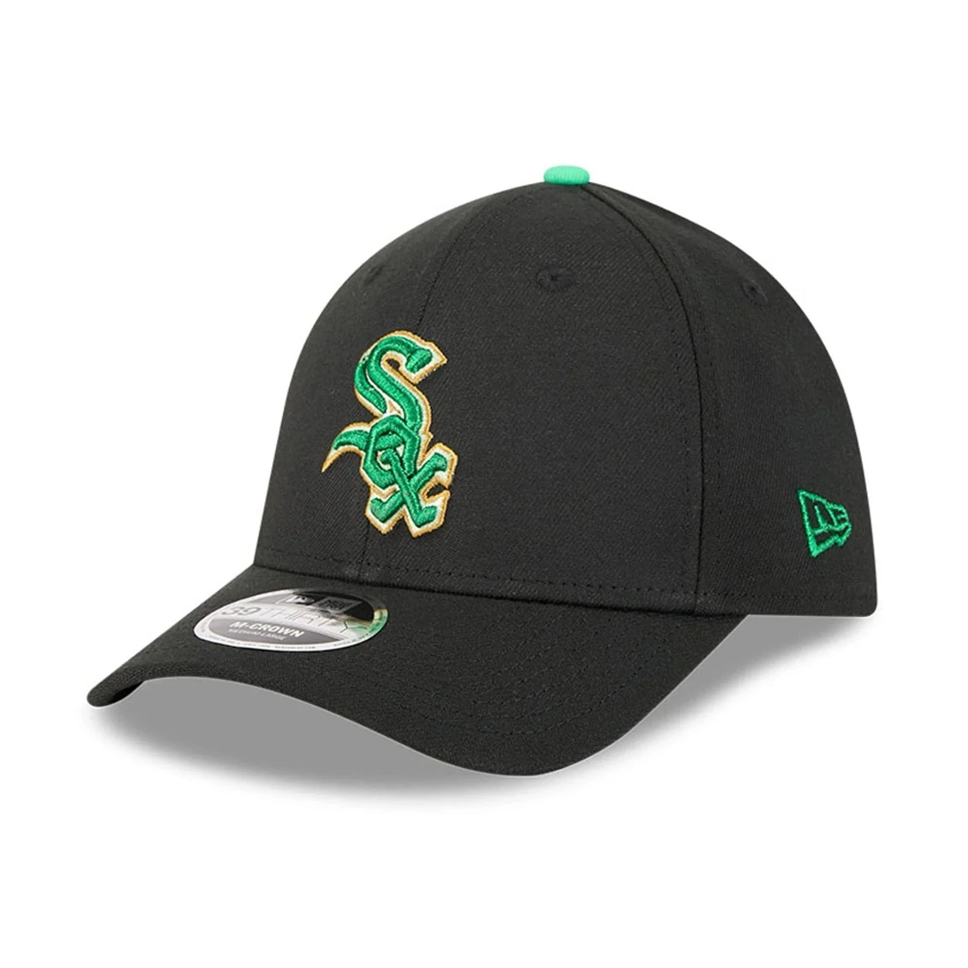 White Sox MLB Saint Patrick's Day Black 39THIRTY M-Crown A-Frame Stretch Fit Cap - Image 3