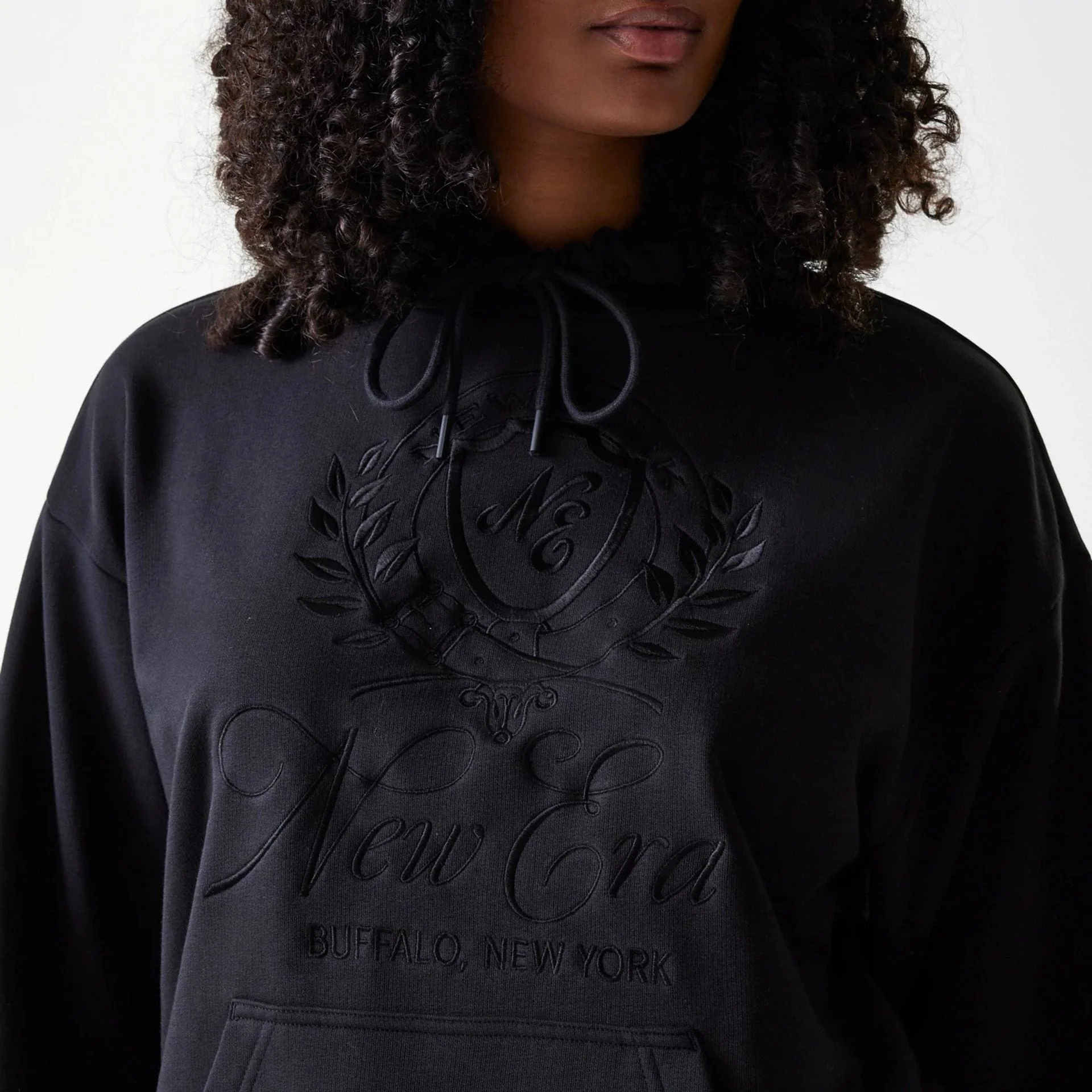 Womens New Era Crest Black Pullover Hoodie - Image 3