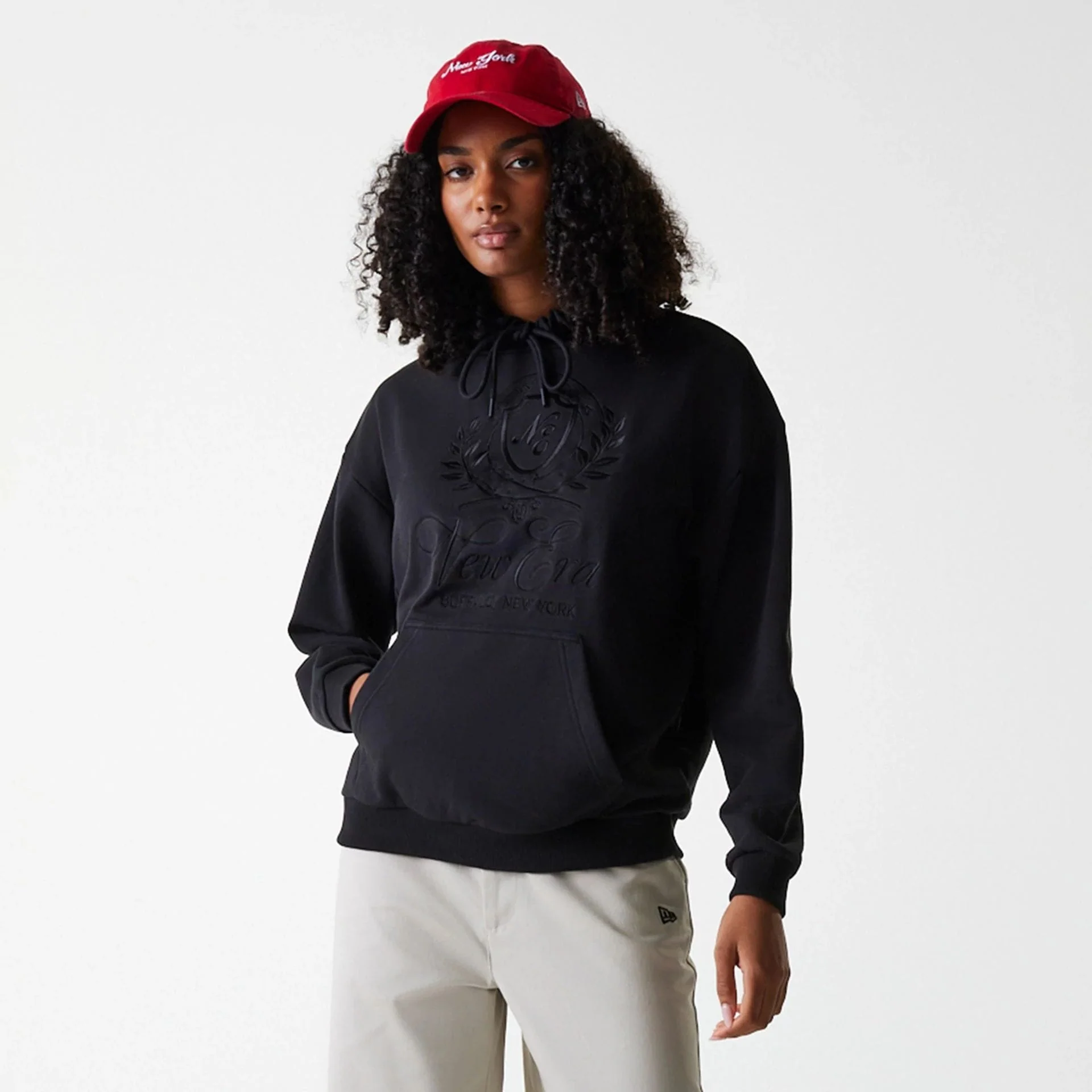 Womens New Era Crest Black Pullover Hoodie - Image 6