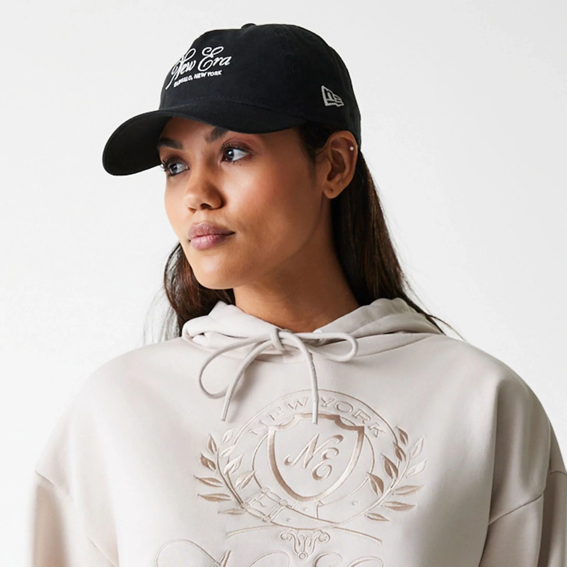 Womens New Era Crest Light Beige Pullover Hoodie - Image 5